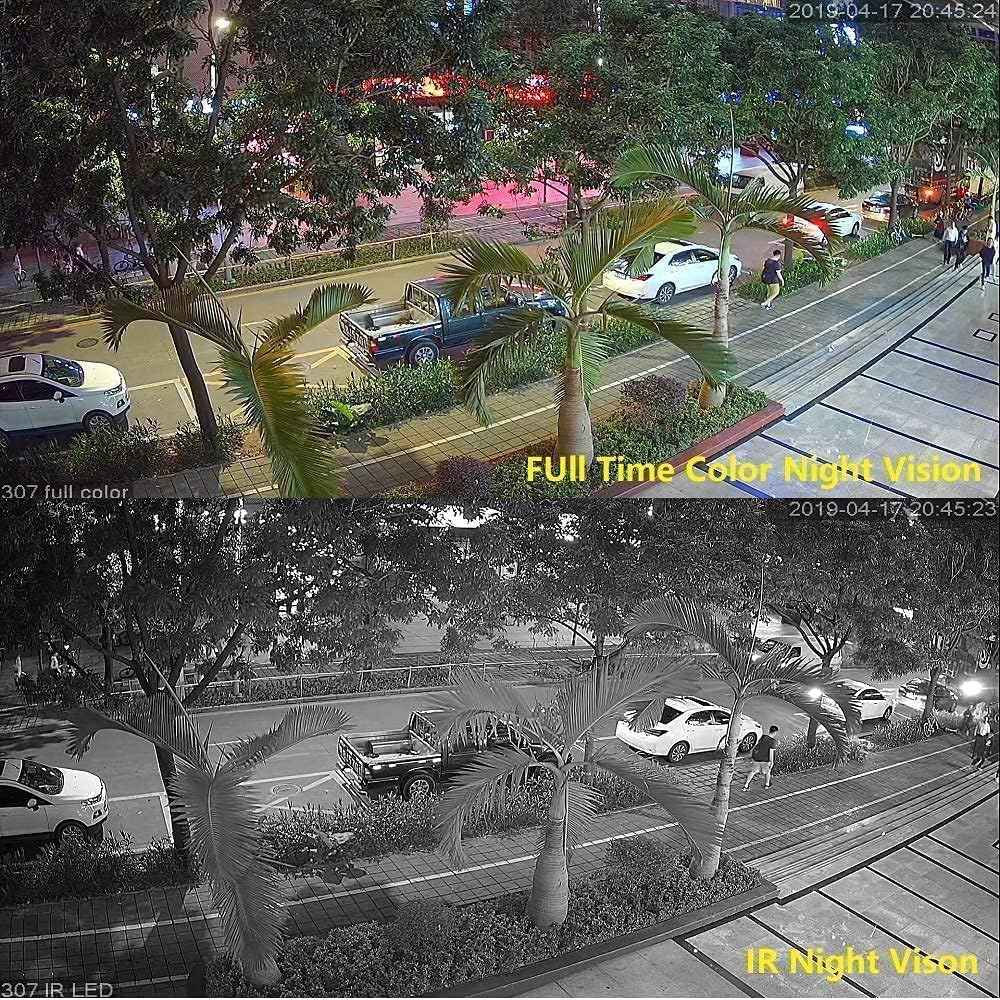 Real HD Cámara de seguridad CCTV domo de visión nocturna a todo color de 5MP con luces LED blancas visibles, visión nocturna de 65 pies, ángulo de