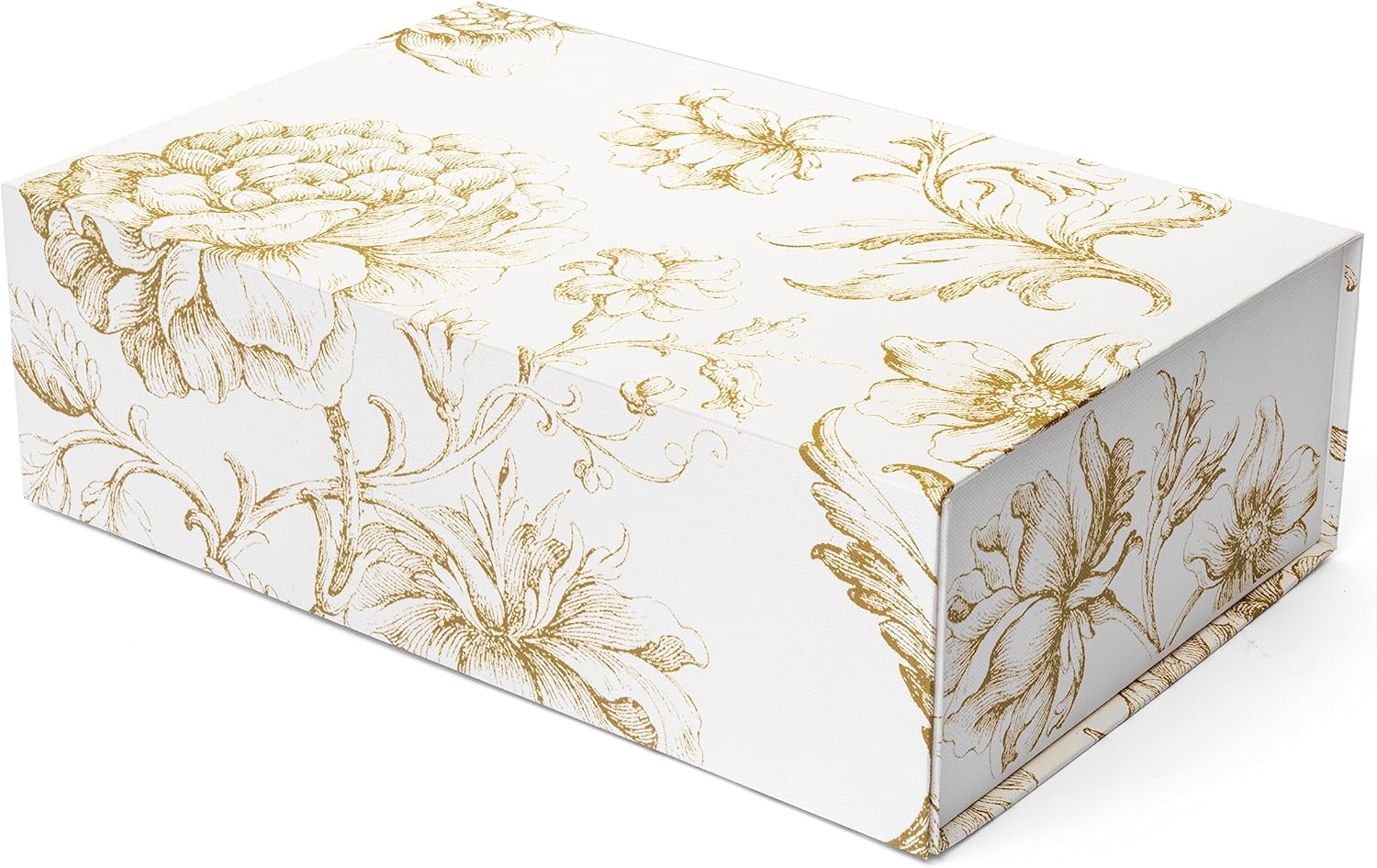 Sorarto Caja de regalo de lujo con tapa magnética, paquete de 3 cajas de regalo decorativas florales doradas para regalos, regalos de boda y