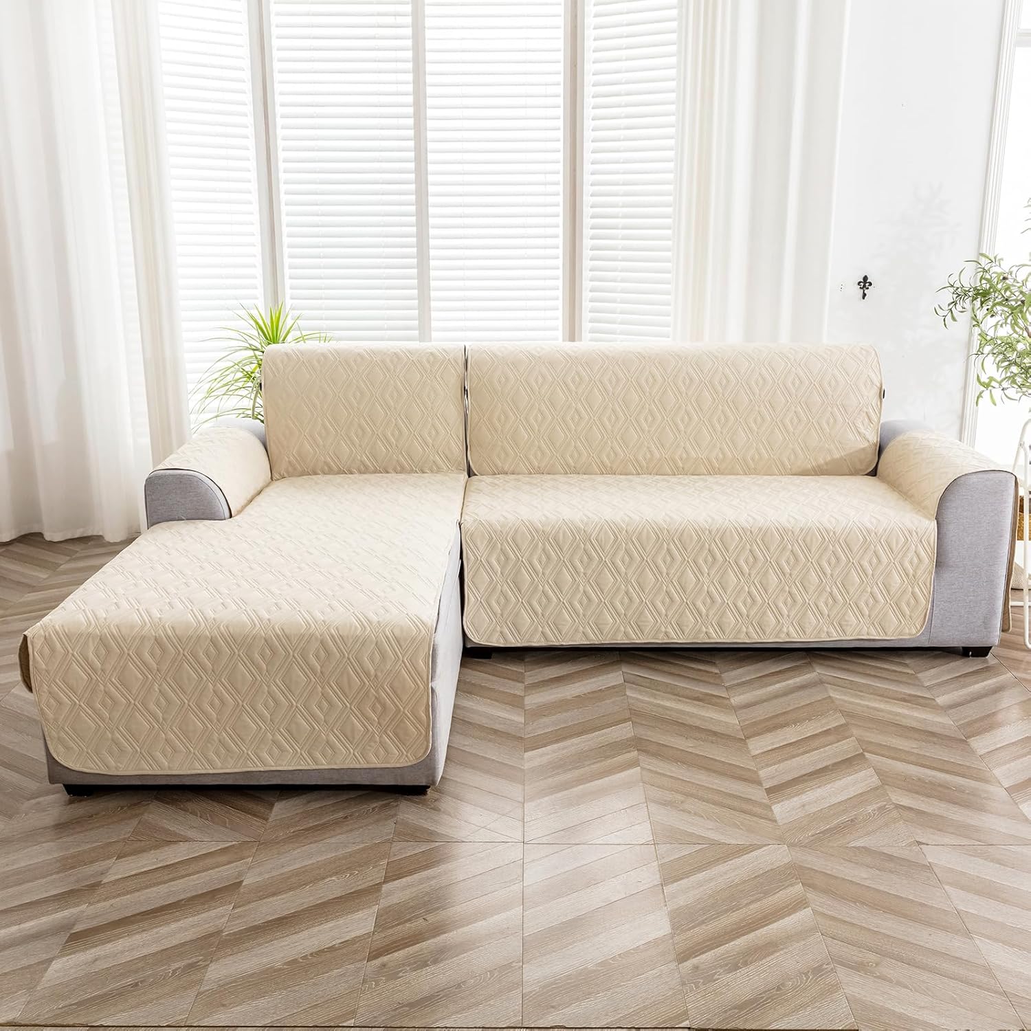 Genina Fundas de sofá modular para perros, fundas de sofá en forma de L, funda de sofá reversible, protector de muebles seccionales para mascotas,
