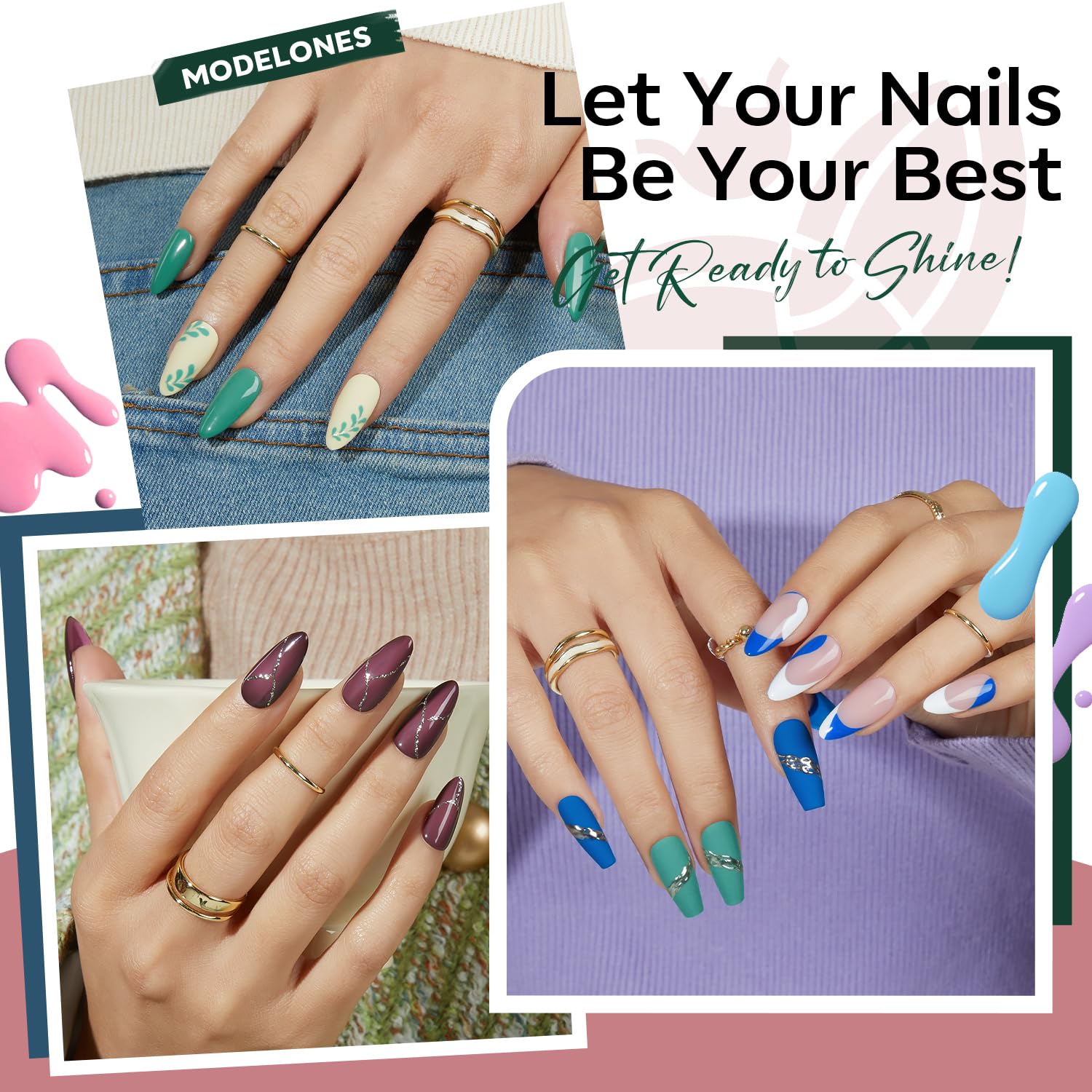 Modelones Kit de manicura de esmalte de uñas de gel con kit de iniciación de luz UV, 28 colores de otoño e invierno, juego de gel de uñas sin