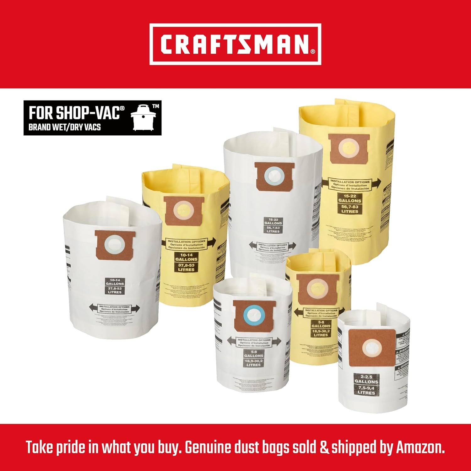 CRAFTSMAN CMXZVBE38766 Filtros secos con banda de retención, filtro de vacío de repuesto para aspiradora húmeda y seca, filtros reutilizables solo
