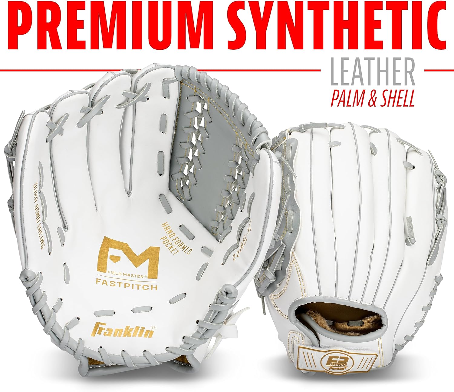 Franklin Sports Fastpitch – Guantes de sóftbol para adultos y jóvenes, color blanco y gris