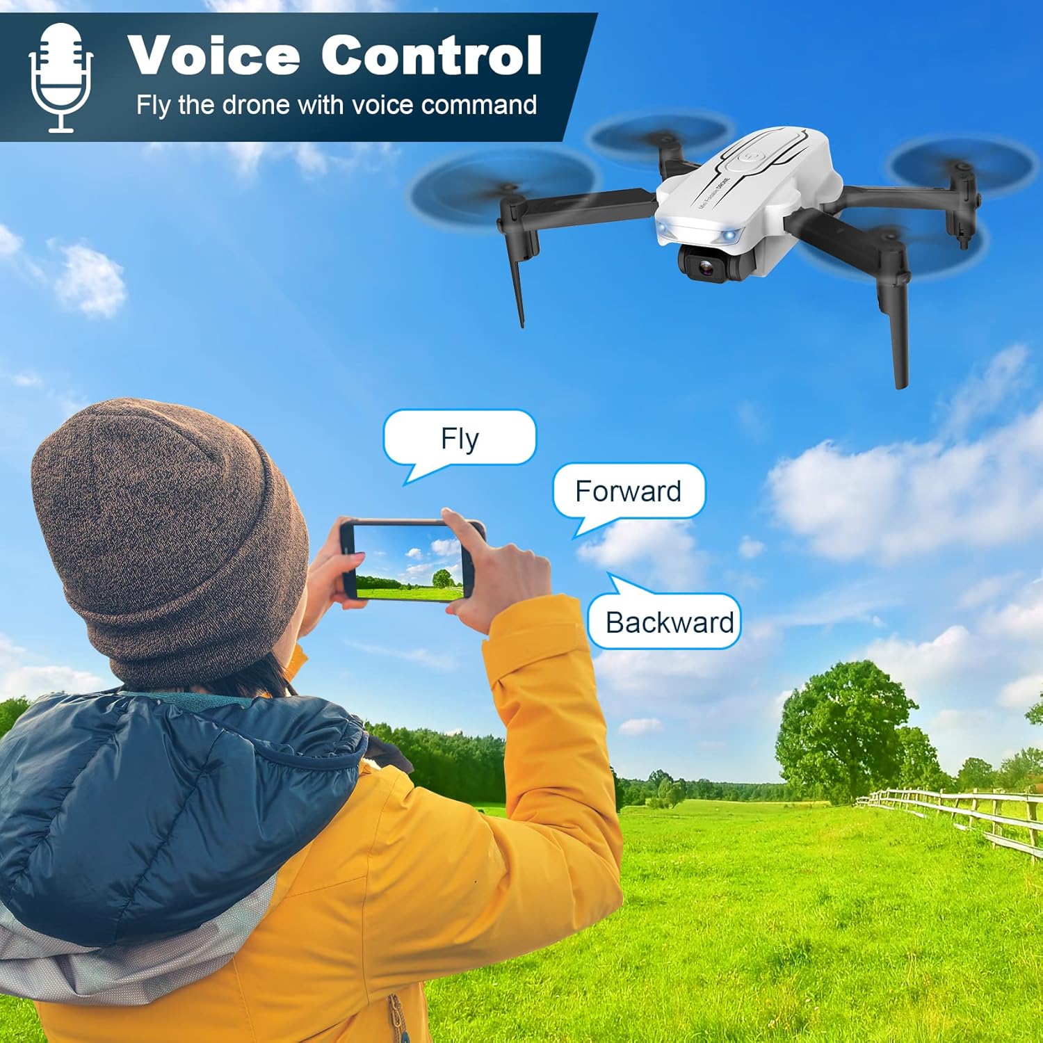 Mini dron con cámara para adultos y niños  Drones con cámara FPV HD 1080P con lente ajustable de 90, selfie de gestos, inicio de una tecla, giros de