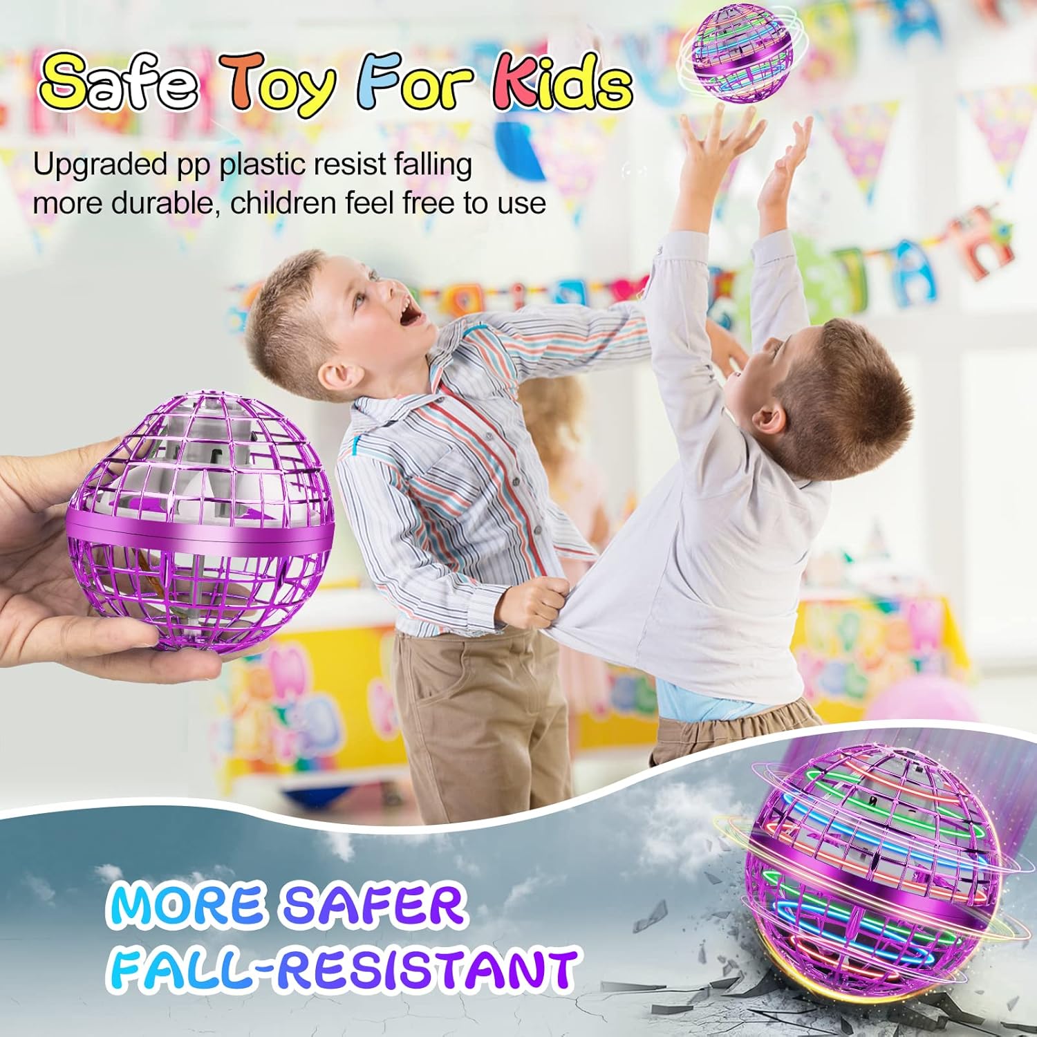 M&HONG Bola de orbe voladora para niños y adultos, bola boomerang controlada a mano, mini dron giratorio volador, juguete de bola voladora flotante