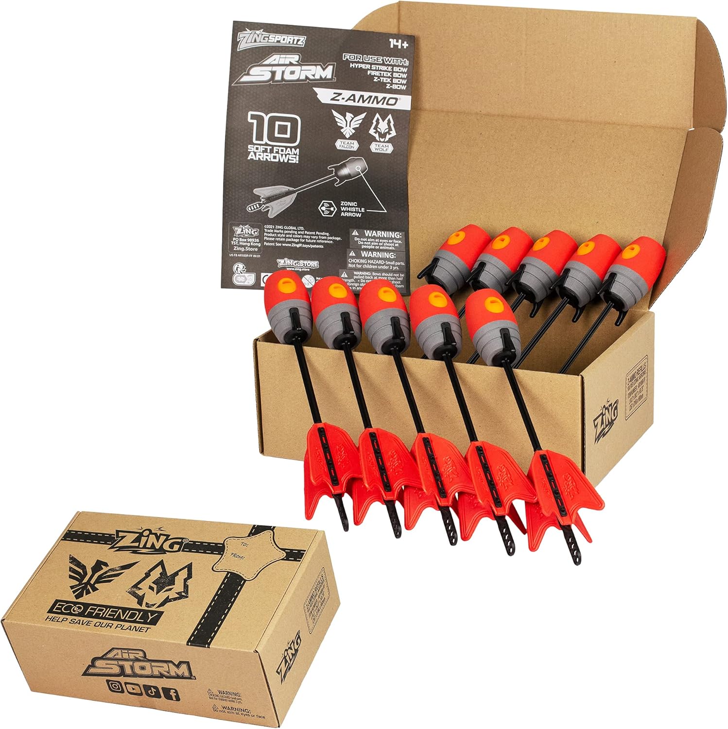 Zing Zonic – Paquete de repuesto de flecha silbante  Incluye 10 flechas silbantes zónicas, arco HyperStrike compatible, arco Firetek, arco Z-Tek,
