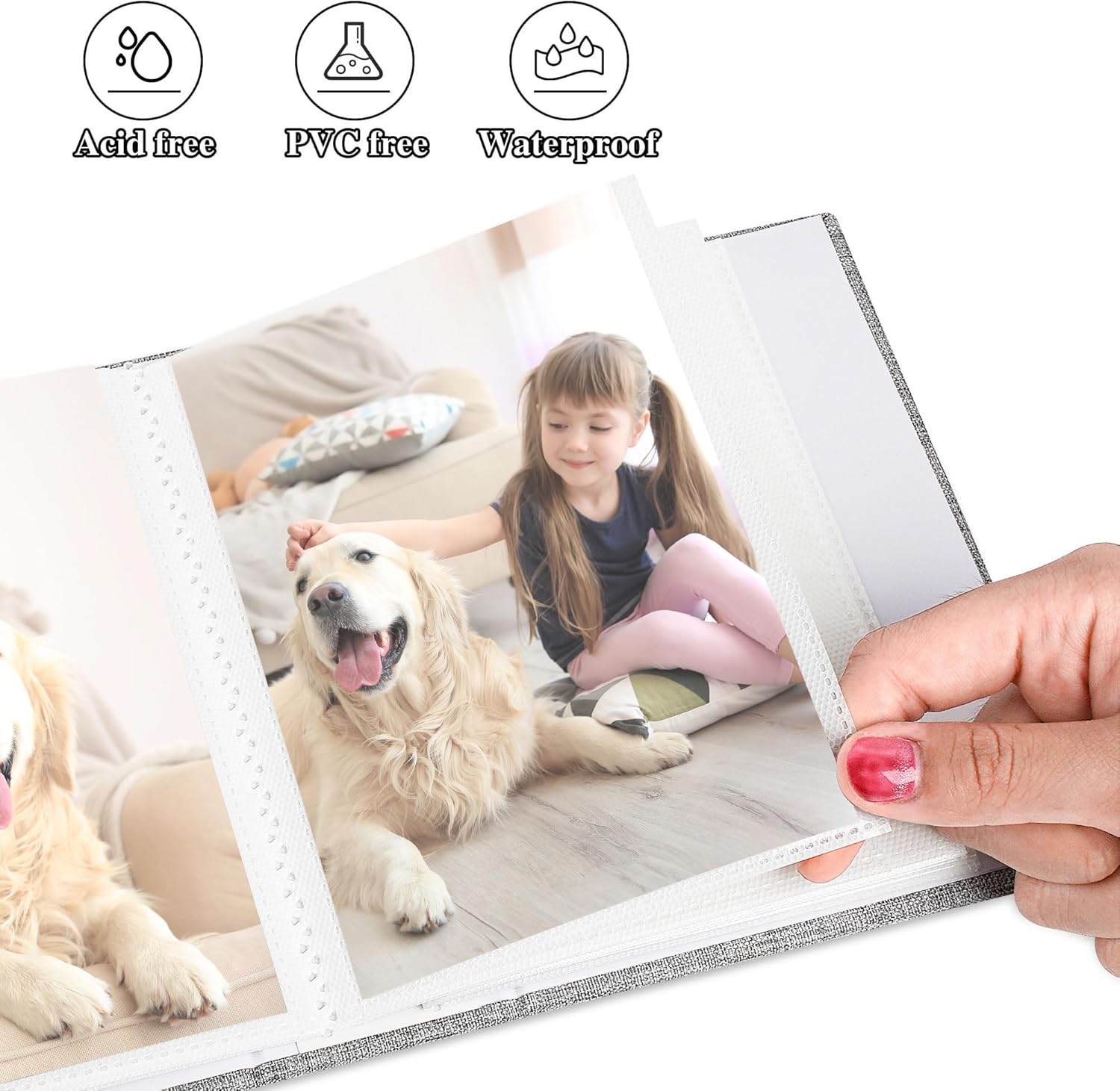 Yopih Álbum de fotos de 4 x 6 pulgadas, 100 bolsillos, con cubierta de lino, álbumes de fotos para familia, boda, bebé, libro de fotos con capacidad