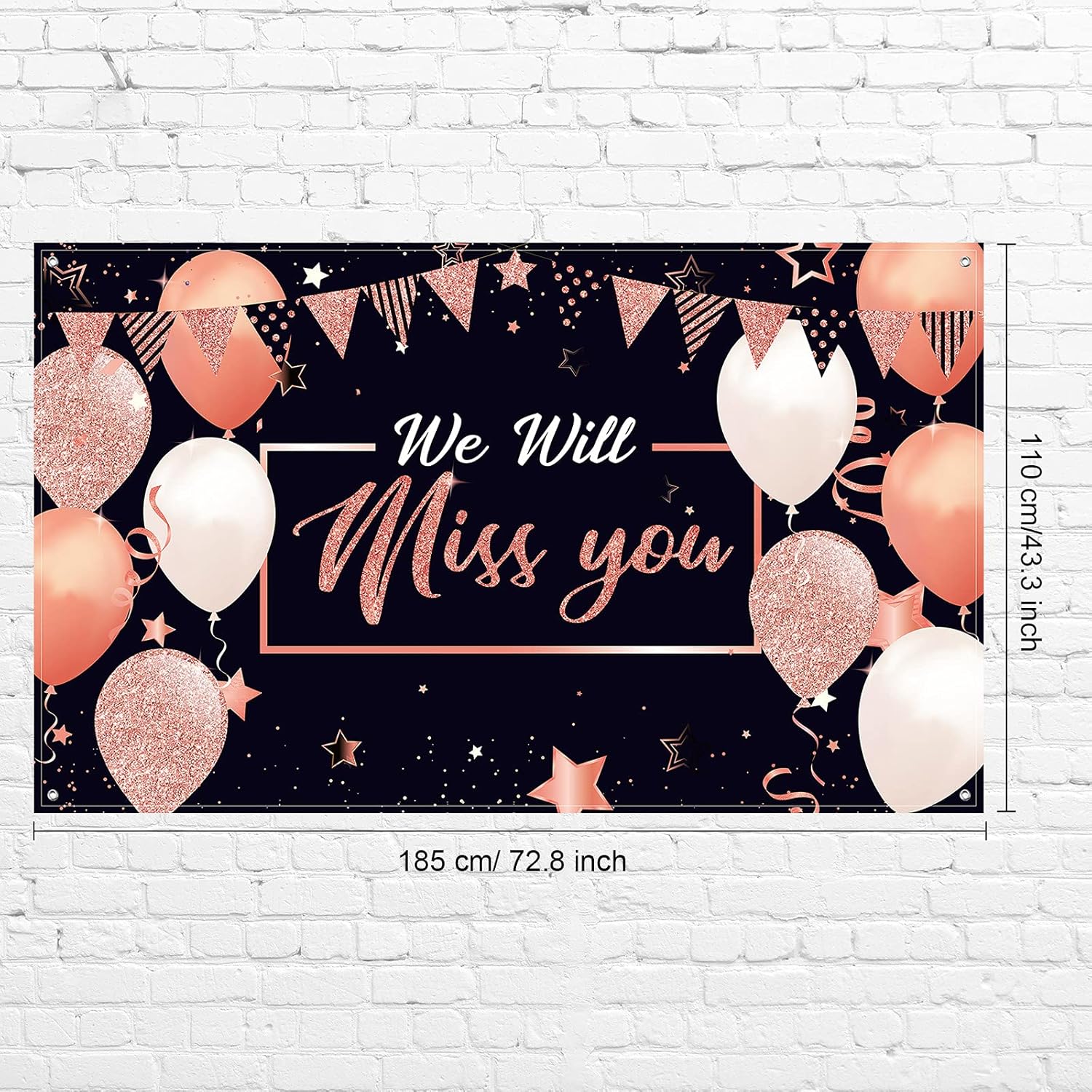 We Will Miss You – Decoraciones de fiesta, telón de fondo extragrande para fiesta de despedida de soltera, aniversario, jubilación, fiesta de