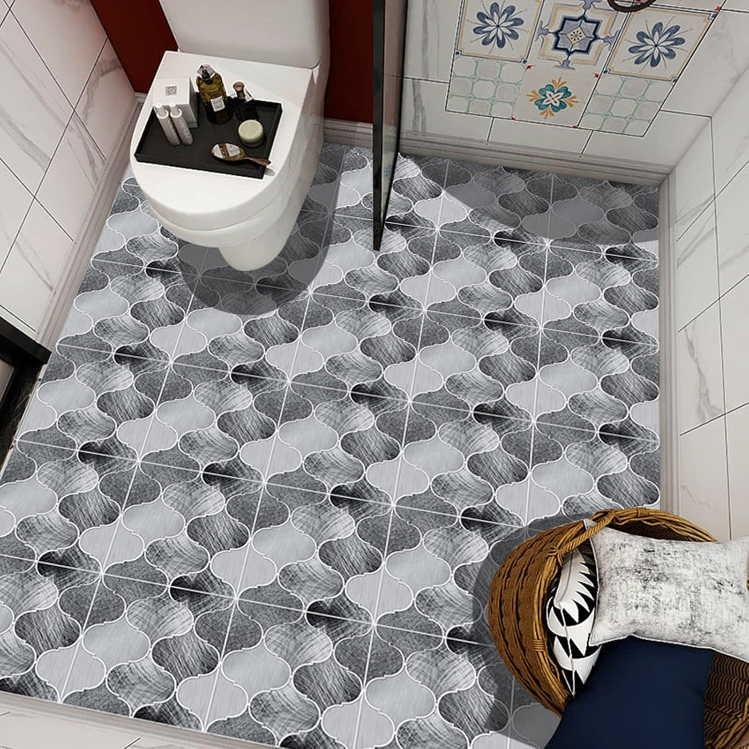 DIDOART 24 calcomanías de azulejos gruesos para despegar y pegar, impermeables, cuadradas, autoadhesivas, a prueba de aceite, 6 x 6 pulgadas, con