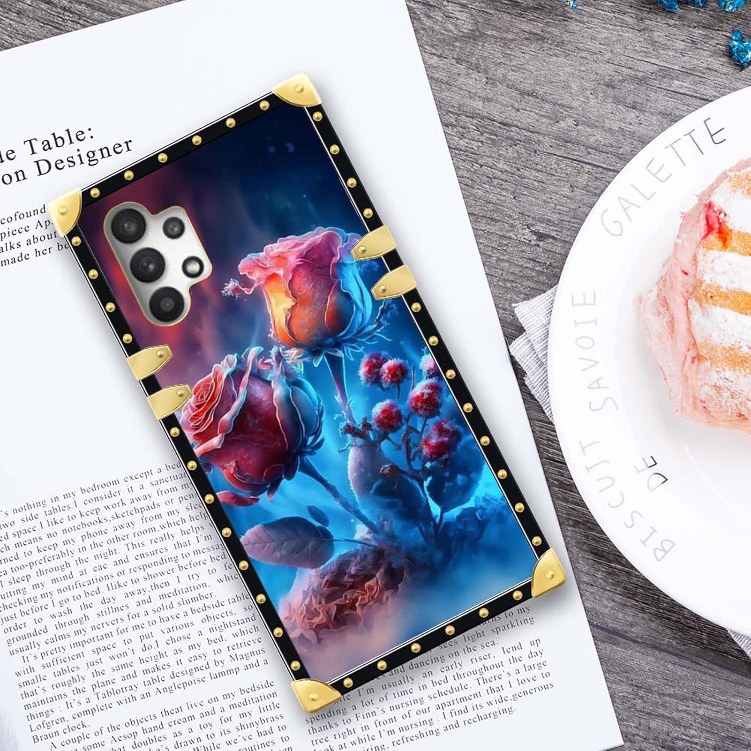 CARLOCA Funda compatible con Samsung Galaxy A32 5G, Ice The Wild Rose Golden Luxury Soft TPU Hard PC Back a prueba de golpes para Samsung Galaxy A32