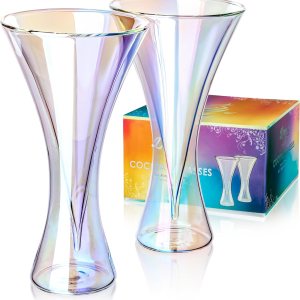 Dragon Glassware Vasos de Martini, vaso de cóctel iridiscente con aislamiento de doble pared, vasos únicos y futuristas, mantiene las bebidas frías Dragon Glassware Vasos de Martini, vaso de cóctel iridiscente con aislamiento de doble pared, vasos únicos y futuristas, mantiene las bebidas frías