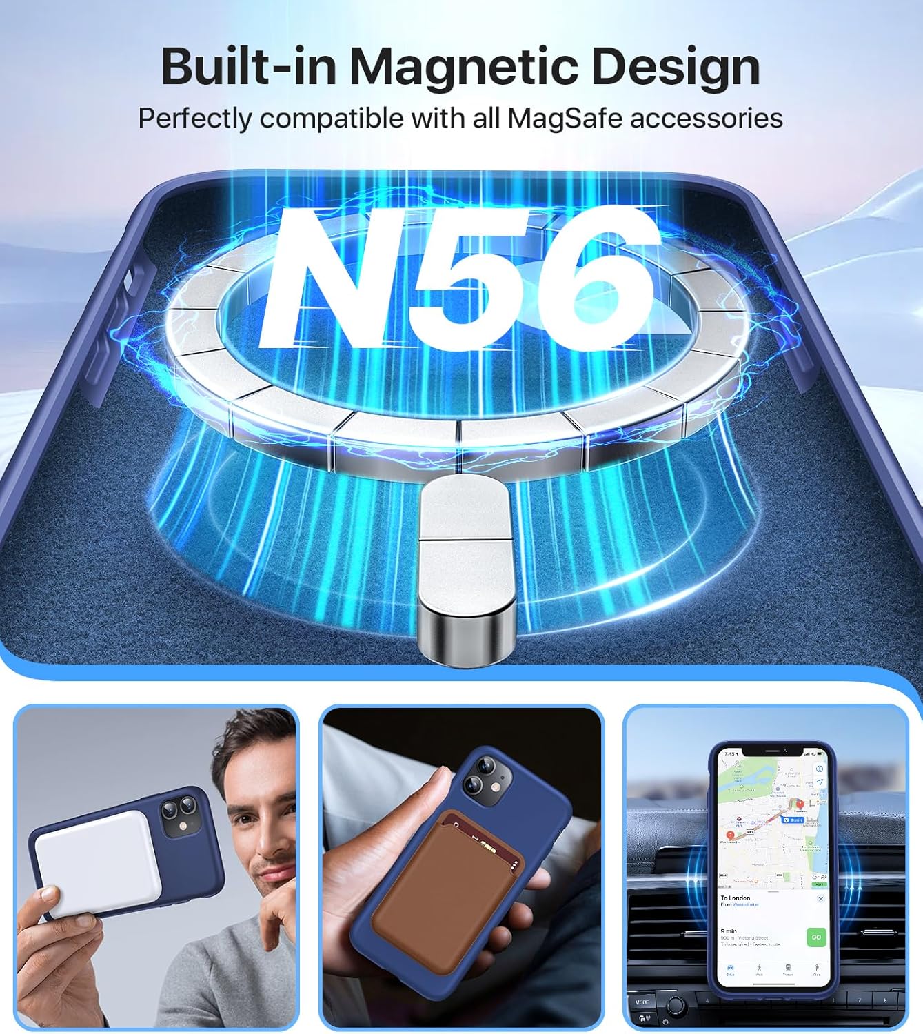 Funda para iPhone 11, compatible con MagSafe, silicona líquida, tacto agradable a la piel, forro de microfibra suave, protección militar de 12 pies,