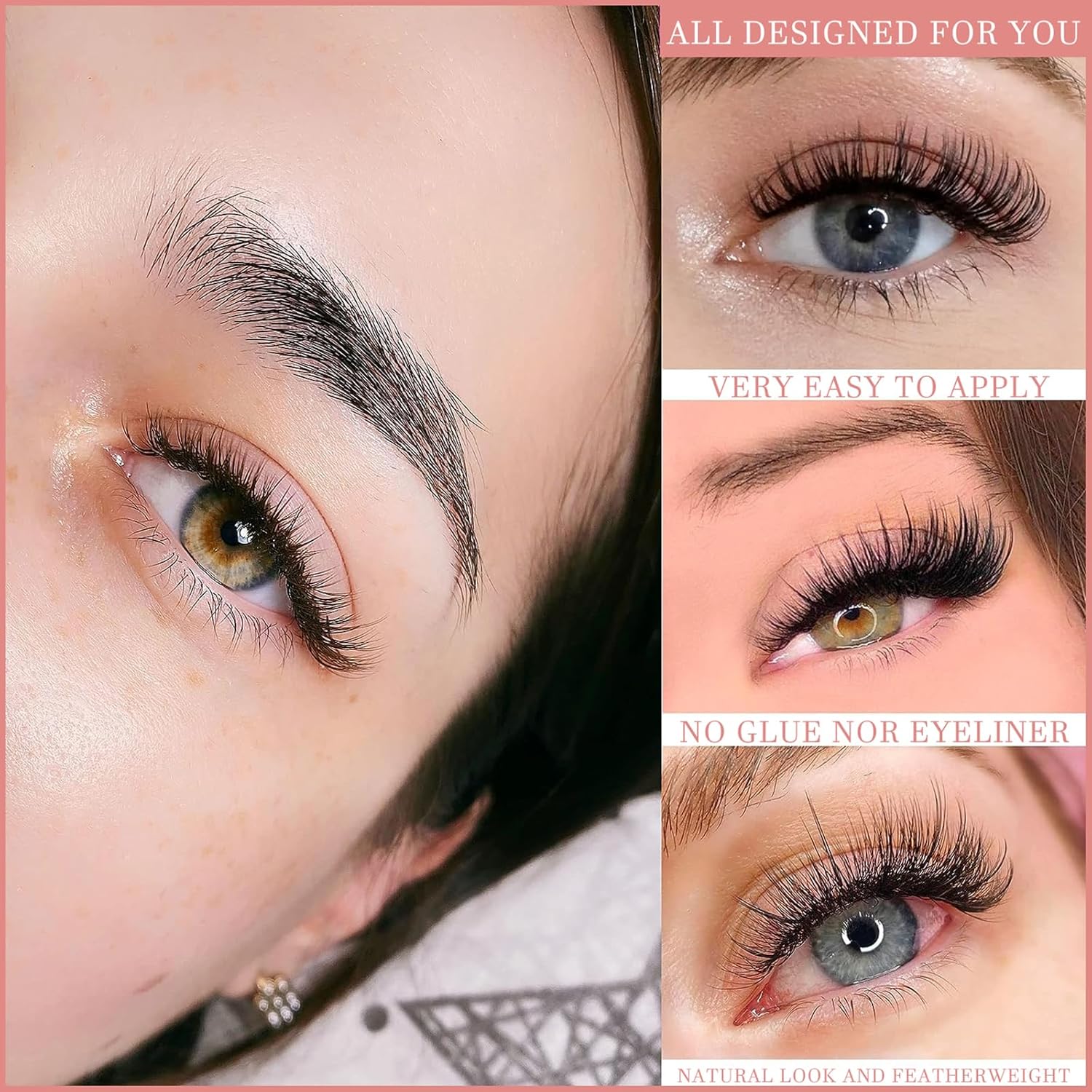 Pestañas autoadhesivas, pestañas autoadhesivas reutilizables, no necesita pegamento, pestañas postizas naturalmente densas para maquillaje, fáciles