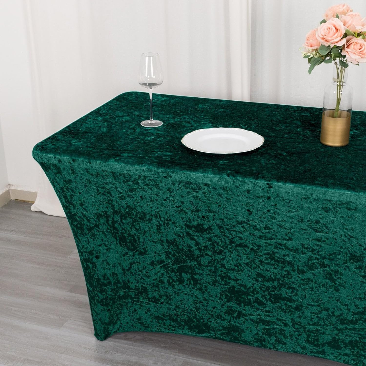 Efavormart – Mantel rectangular de terciopelo aplastado de 6 pies, color verde esmeralda