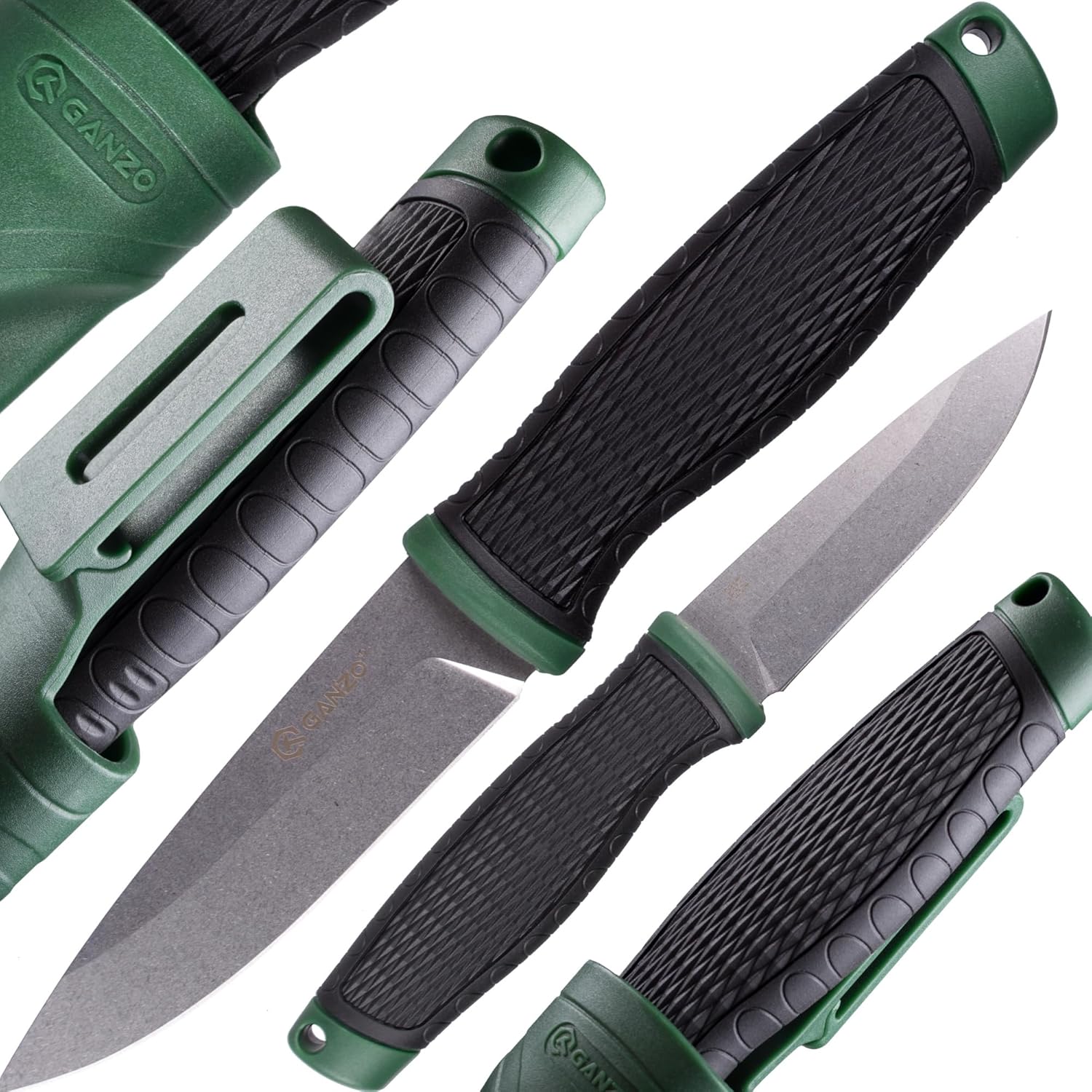 Ganzo G806-GB Cuchillo de hoja fija 8CR14 Hoja de acero inoxidable ergonómico Mango antideslizante Camping Caza Pesca al aire libre EDC Cuchillo con