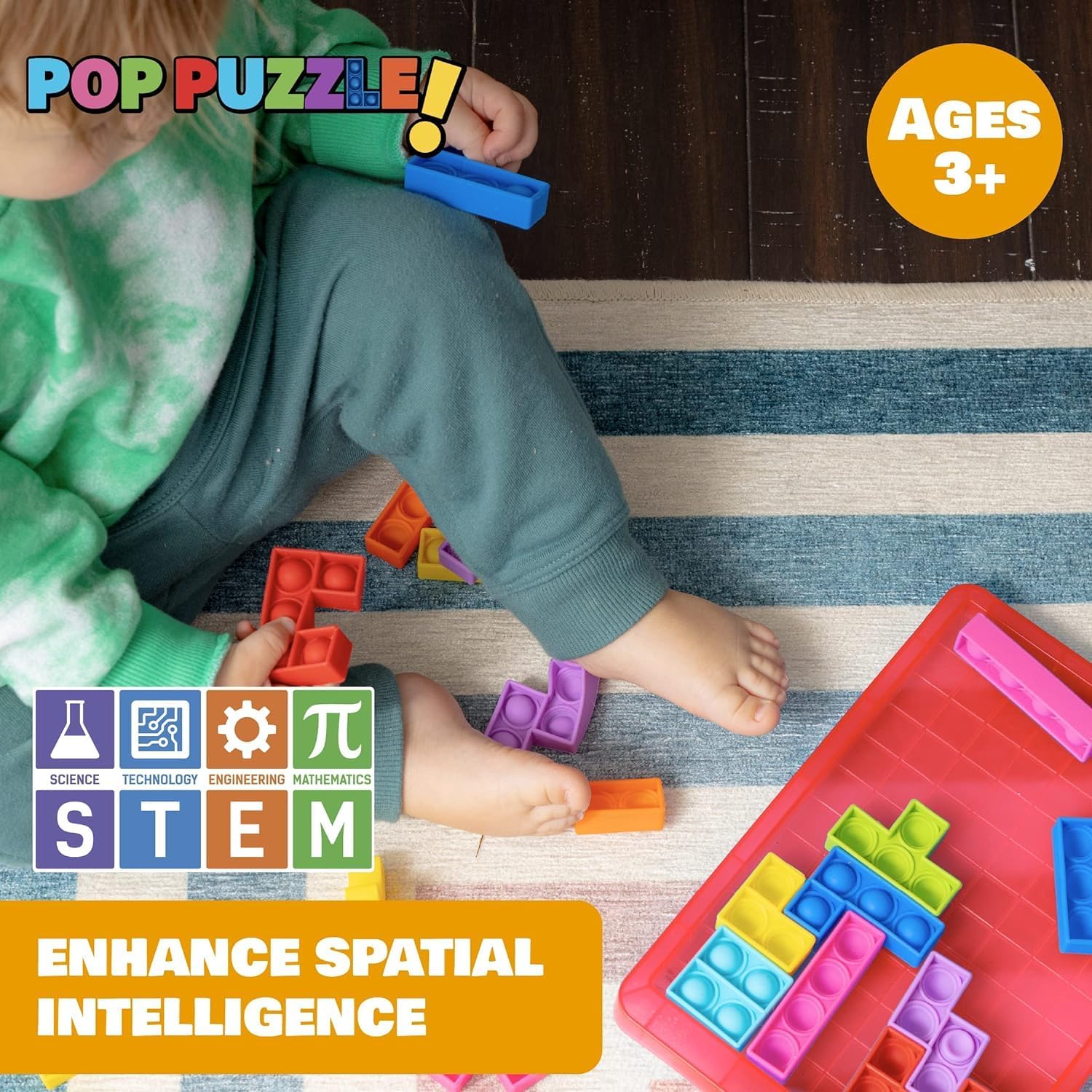 SHEGATO Juguetes para ansiedad Push It Pop, juguete sensorial de burbujas, juguetes para ansiedad Poppits Jigsaw Fidget, tablero de juego de bloque