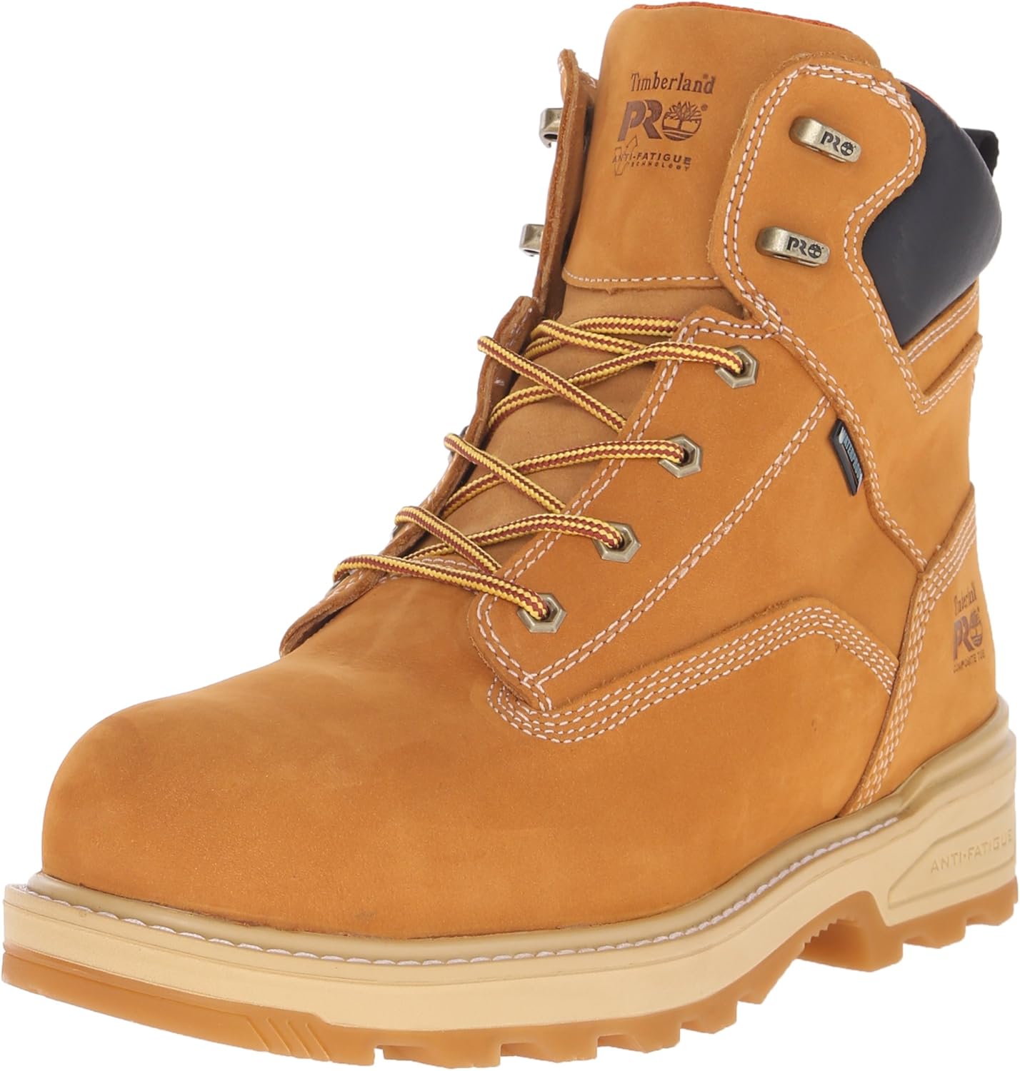 Timberland PRO Botas de trabajo resistentes de 6 pulgadas con puntera compuesta impermeable y aisladas, para hombre, Marrón