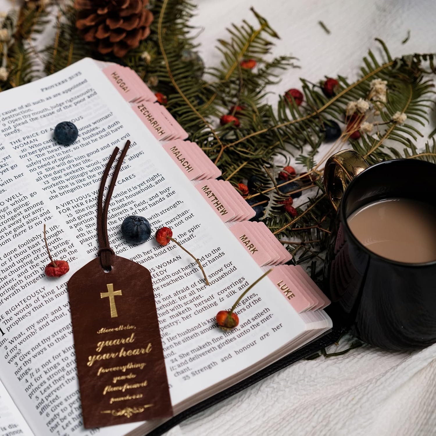 Pestañas de cuero para la Biblia, pestañas de la Biblia para mujeres y hombres, pestañas de la Biblia para Biblia de estudio, 80 pestañas de índice