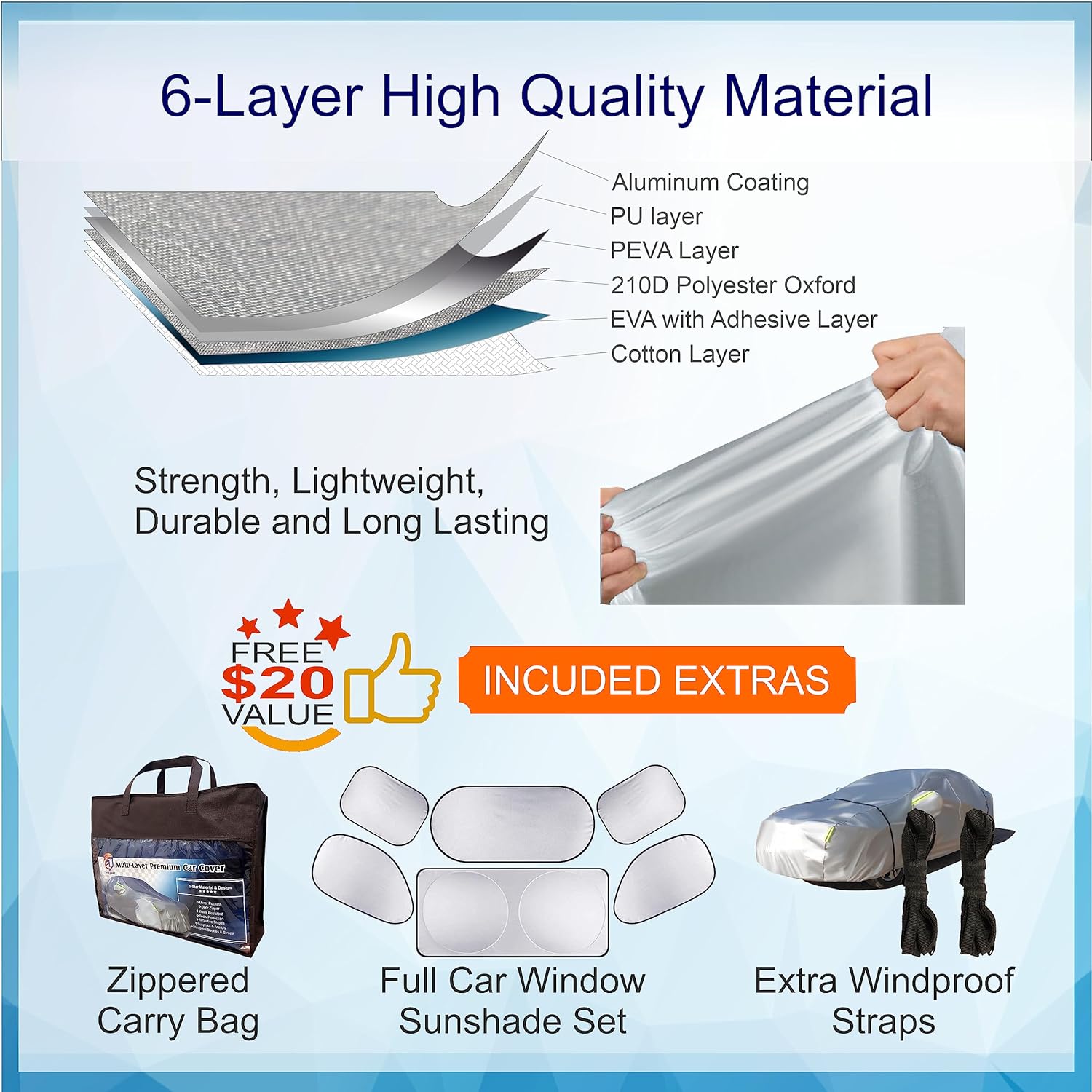 Funda para automóvil para sedán, chaqueta de automóvil, impermeable para todo tipo de clima, accesorios exteriores completos para exteriores,
