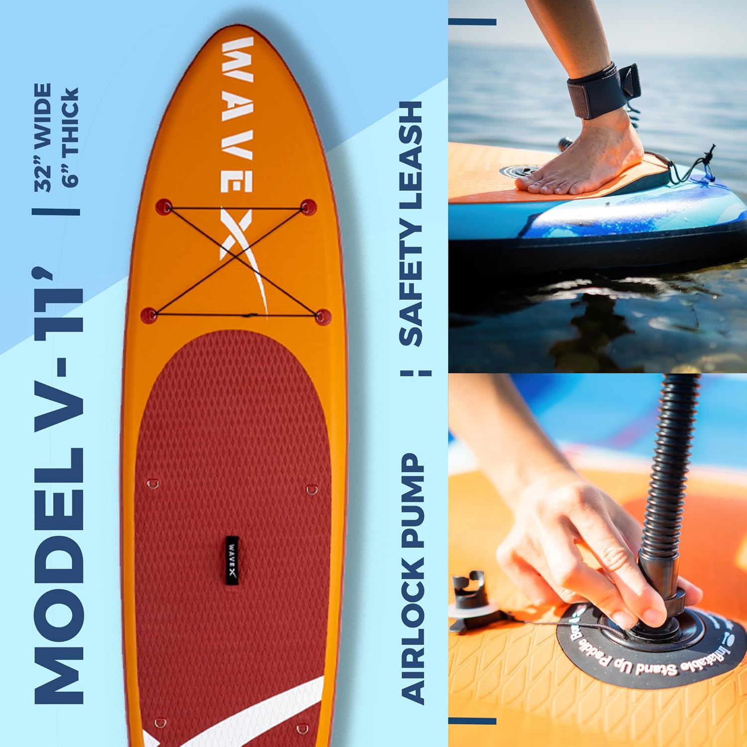 Wavex Tabla de remo inflable  Accesorios premium para tablas de remo  Varios tamaños 10’6, 11′, 11.6′