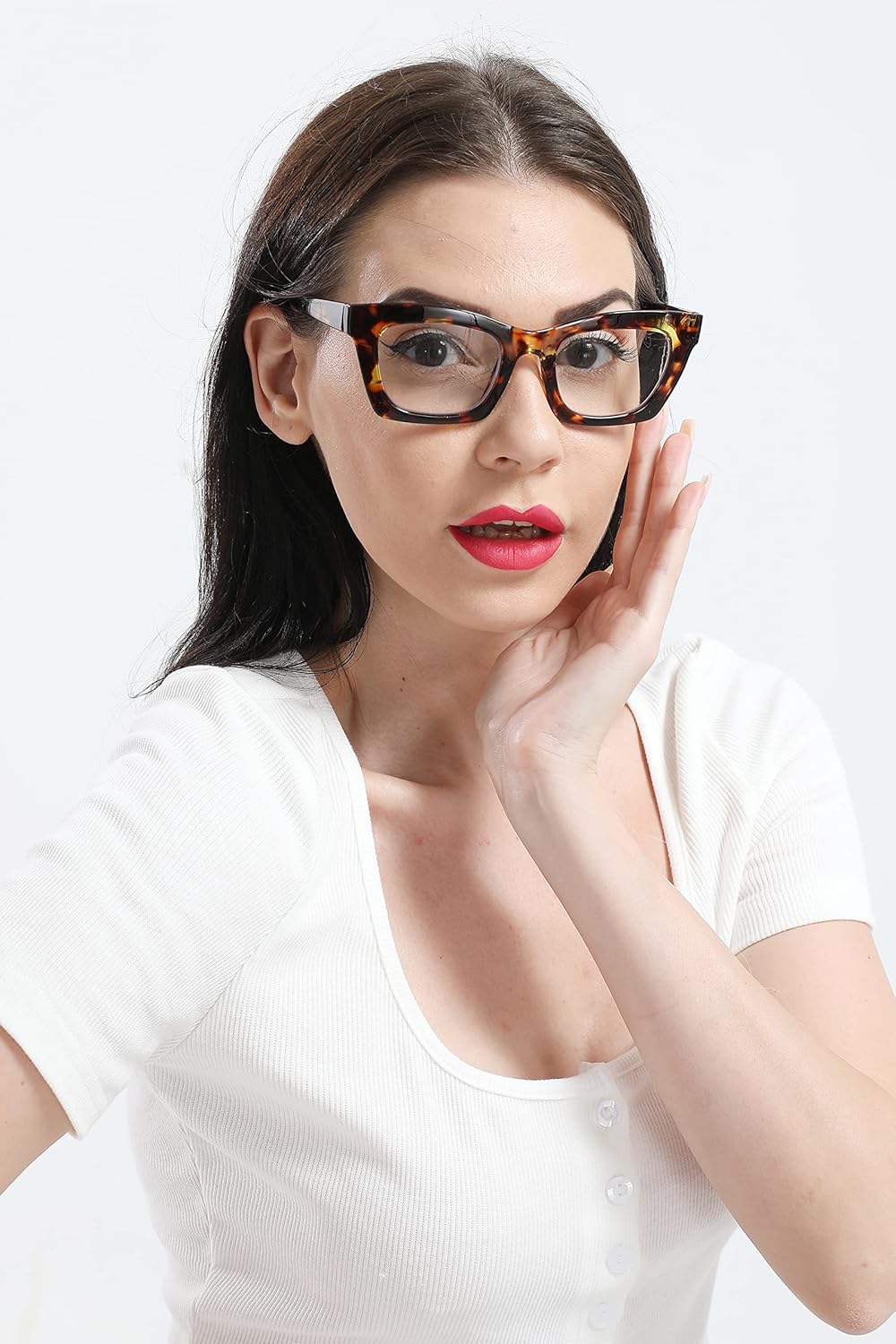 REAVEE Oprah Style – Lentes de lectura para mujer, con bloqueo de luz azul, bonitos lentes cuadrados de gran tamaño, bisagra de resorte