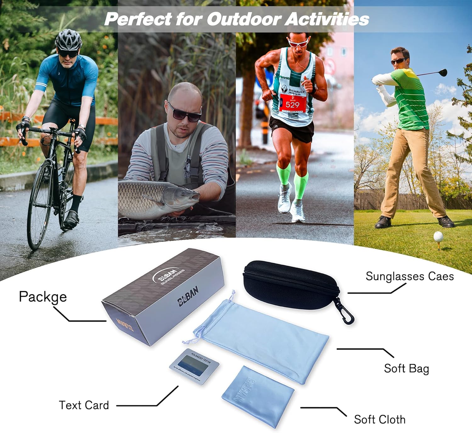 BLBAN Lentes de sol polarizados deportivos para hombres y mujeres, ligeras, marco TR90, béisbol, ciclismo, correr, lentes TAC