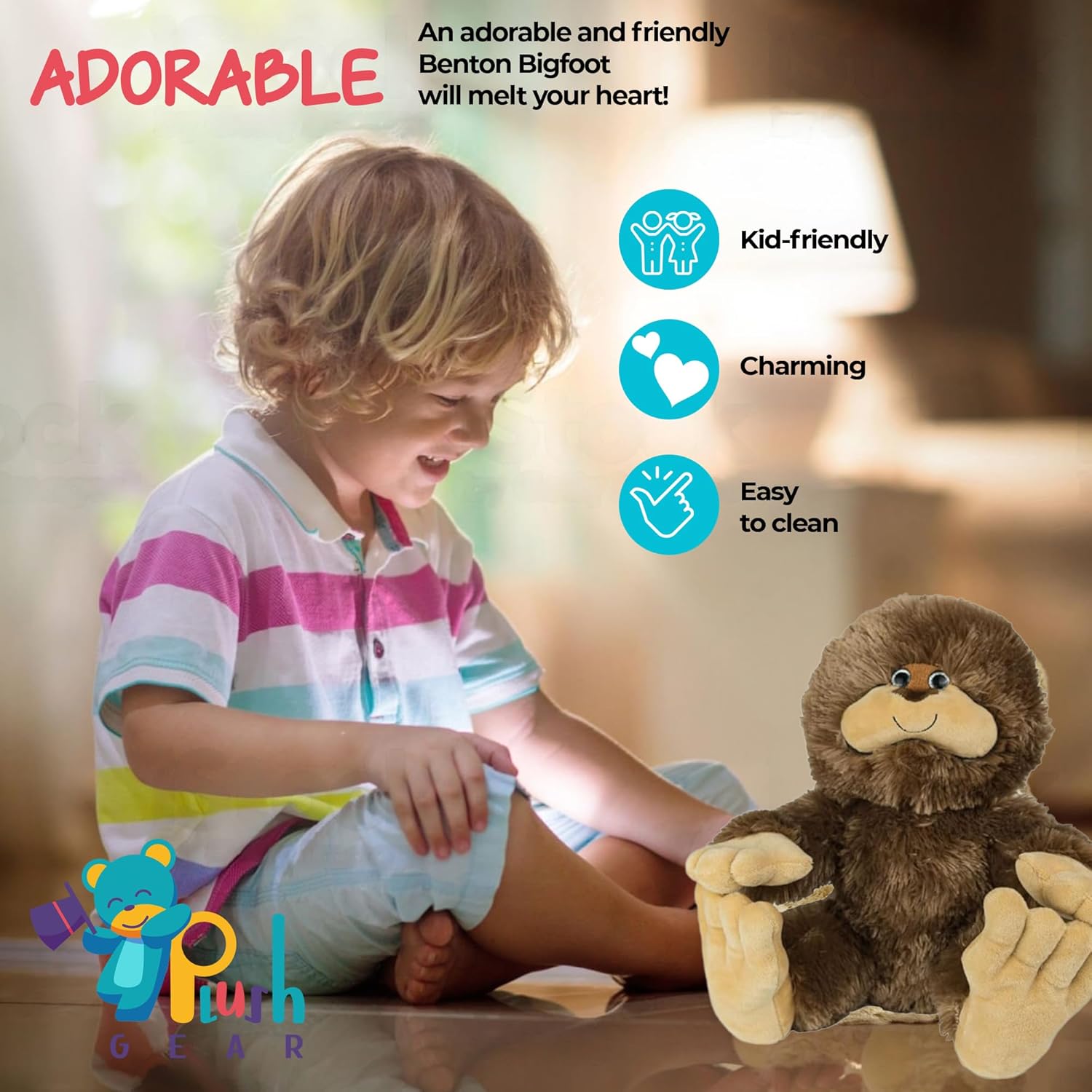 Benton Bigfoot – Animal de peluche de 16 pulgadas, adorable juguete de peluche para niños