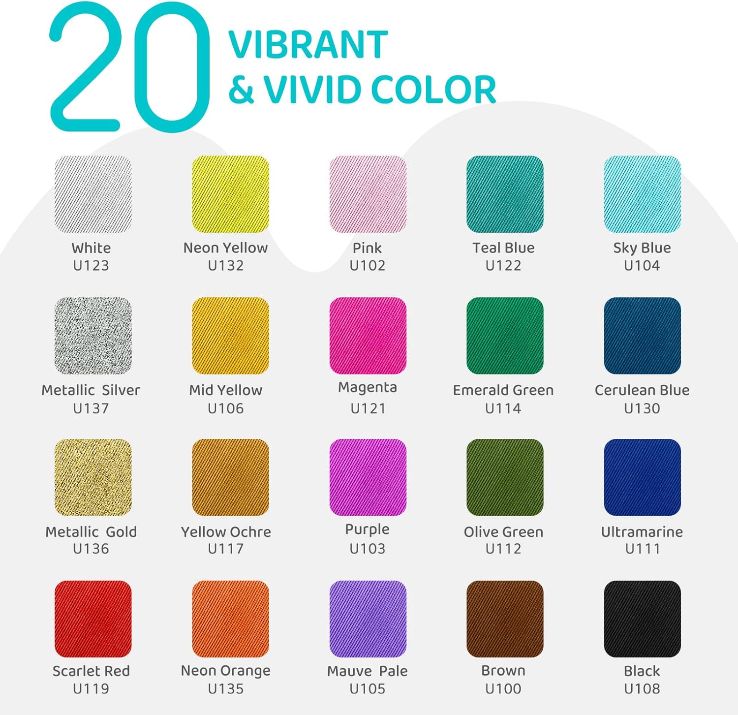 Juego de pintura de tela para ropa, 20 colores (2.0 fl oz2 oz cada uno) pintura textil permanente con 6 pinceles, 1 paleta, pintura de tela lavable,