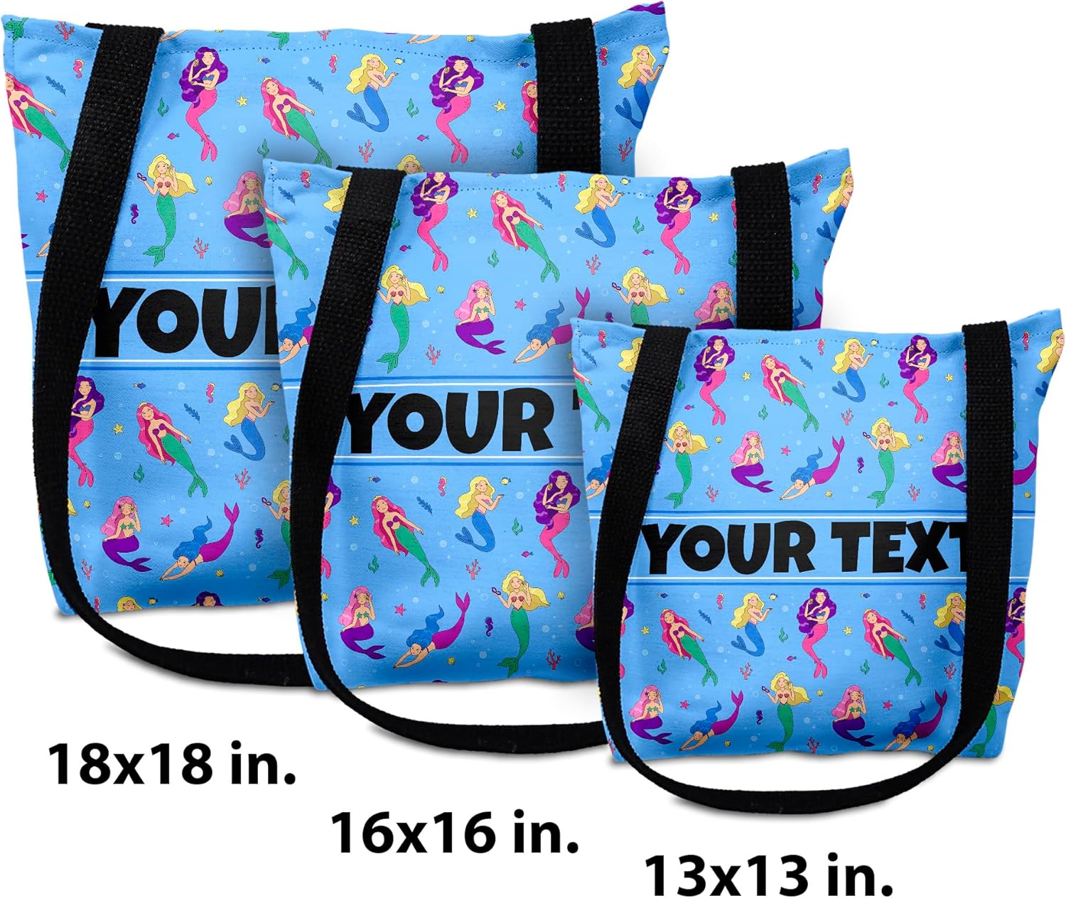 Bolsa de mano personalizada para niños, nombre personalizadotexto, reutilizable, correas, tela de lona, tamaños pequeños y grandes