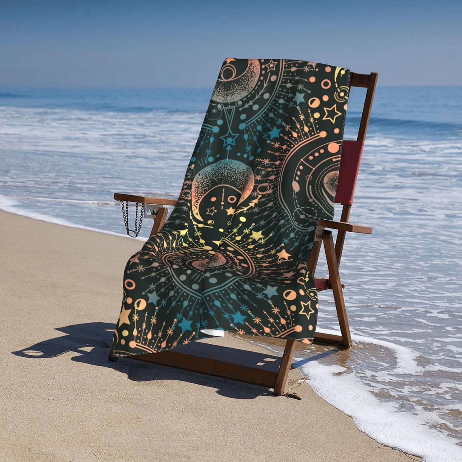 Toalla de playa mágica de astrología mágica con luna y estrella, grande, suave, absorbente, de secado rápido, toallas de baño de gran tamaño para