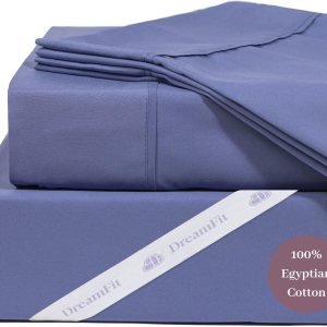 DreamFit Degree 4 – Juego de sábanas de algodón egipcio tamaño Split King, color azul DreamFit Degree 4 – Juego de sábanas de algodón egipcio tamaño Split King, color azul