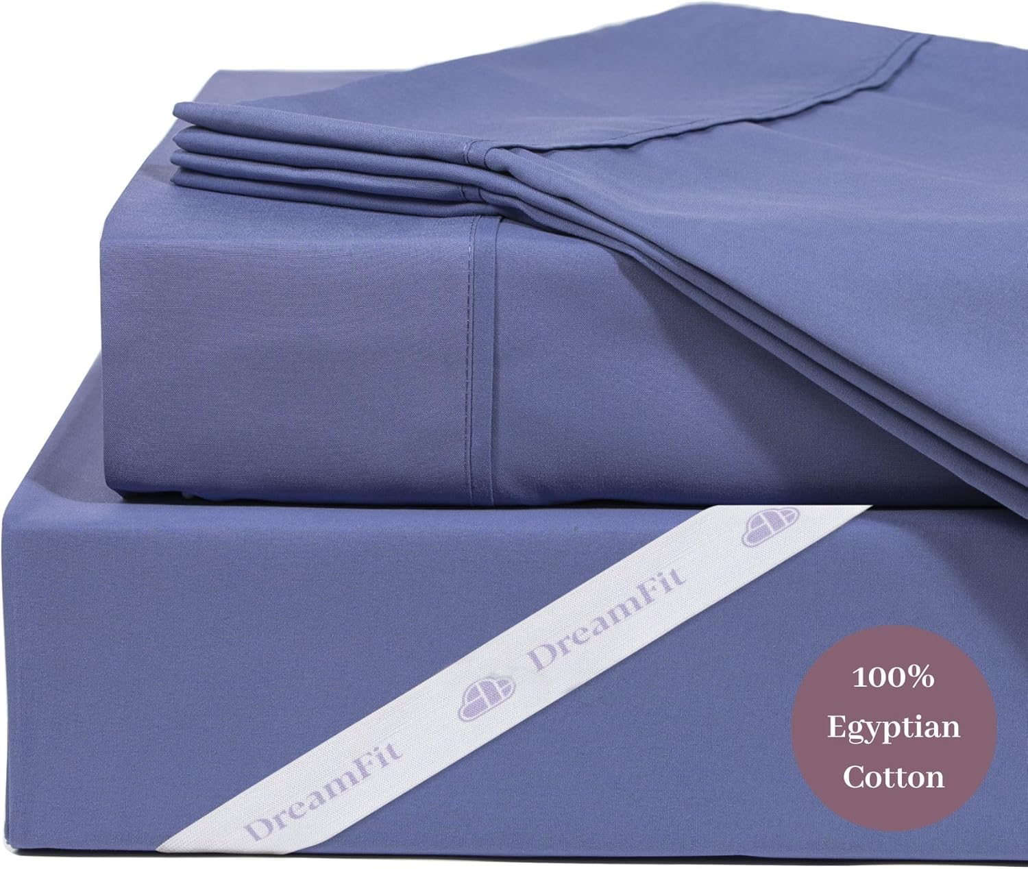 DreamFit Degree 4 – Juego de sábanas de algodón egipcio tamaño Split King, color azul