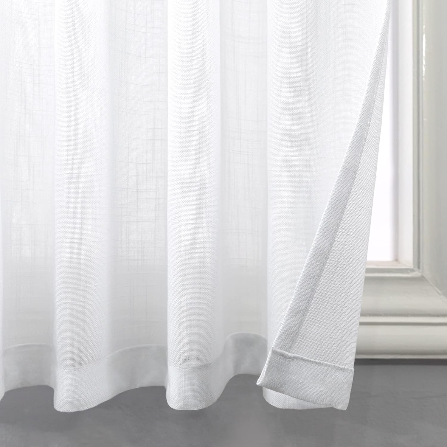 Cortinas blancas de cocina de 36 pulgadas de largo, juego de 2 paneles de media ventana, bolsillo trasero, cortinas de café de nivel pequeño,