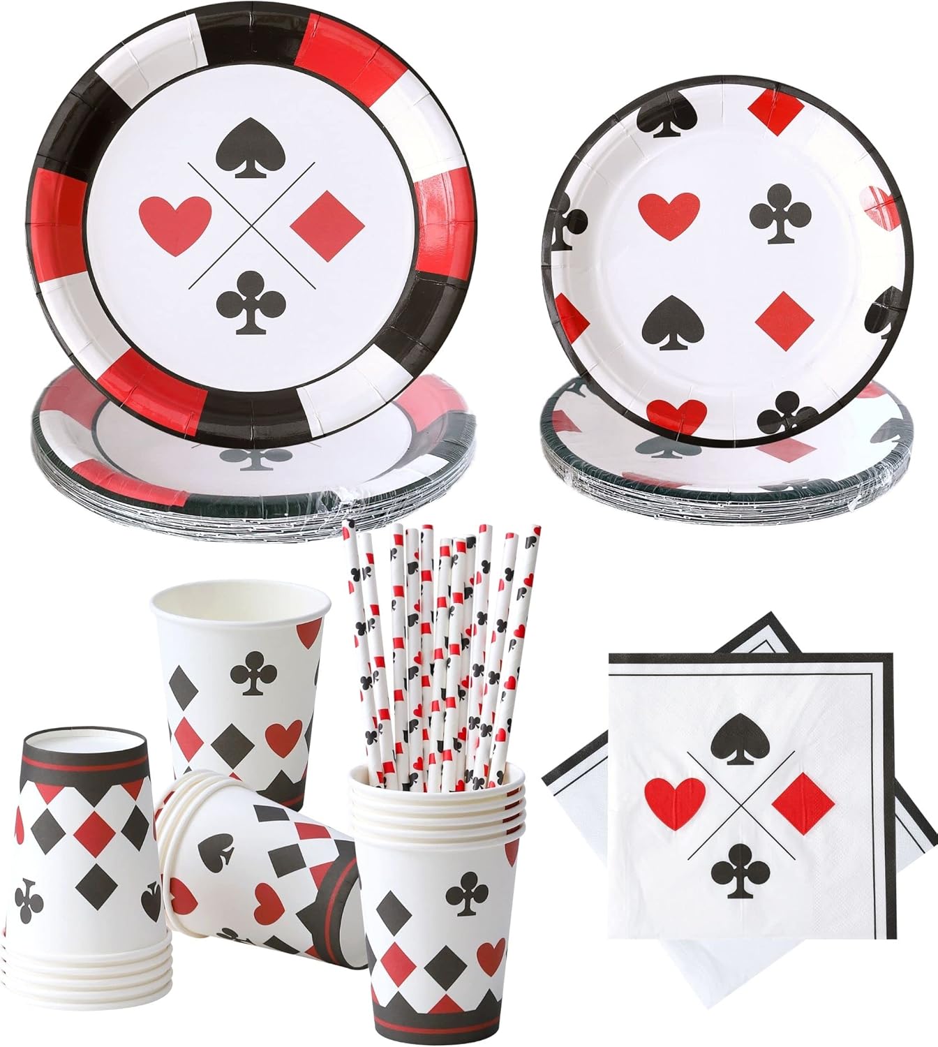 Suministros para fiestas de casino  Sirve 16  Decoraciones de fiesta temática de casino para hombresadultos, incluye platos de fiesta de casino,