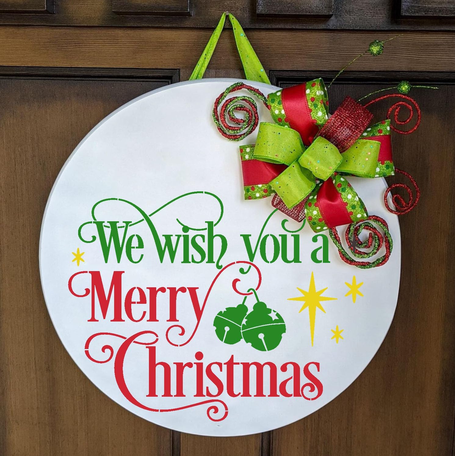 Plantilla navideña para pintar sobre madera, plantillas redondas de Navidad de 12 pulgadas, plantillas navideñas para decoración de puertas de porche