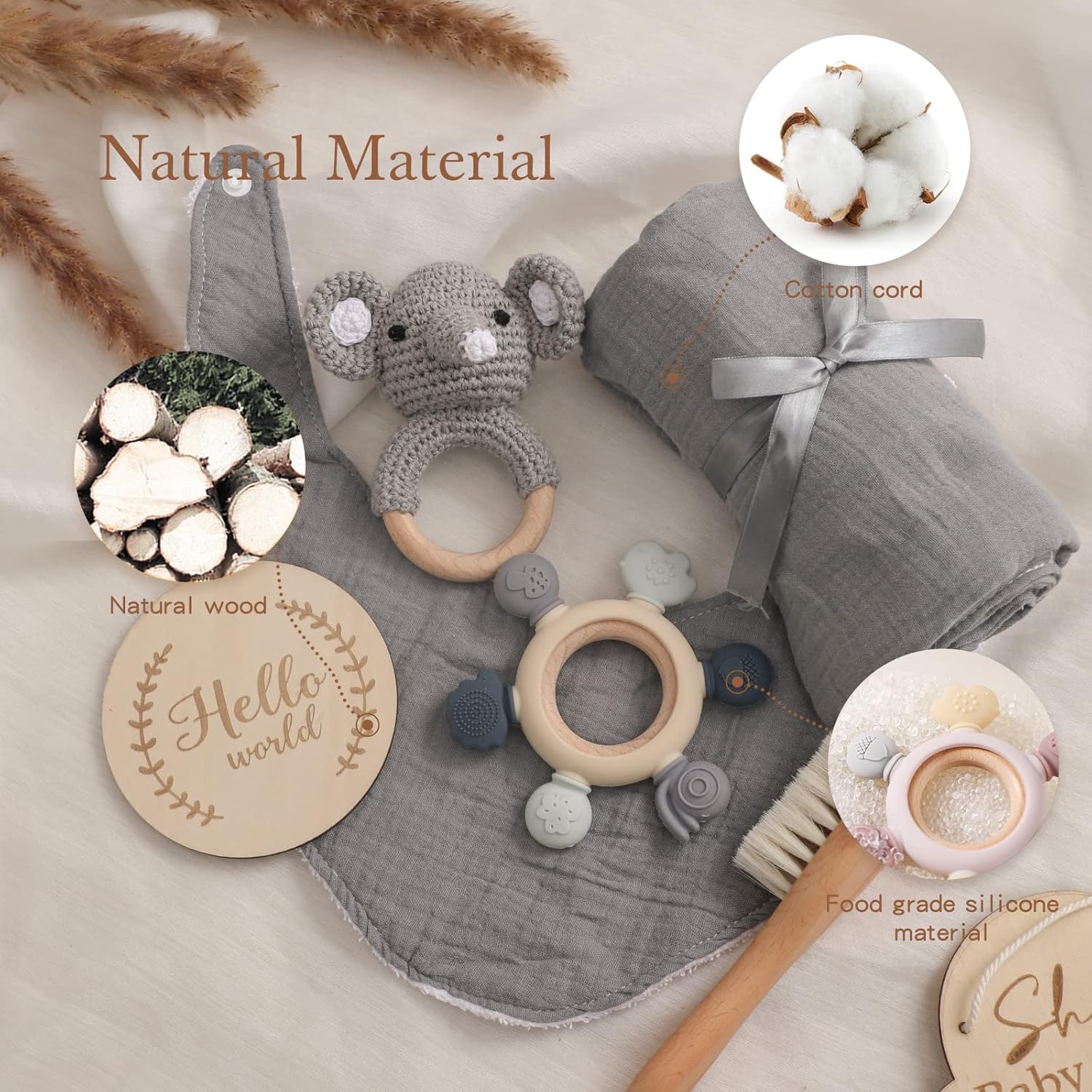 Cestas de regalo para bebé recién nacido, juego de regalos para baby shower, juego de baño para recién nacido con manta de muselina, toalla de baba,