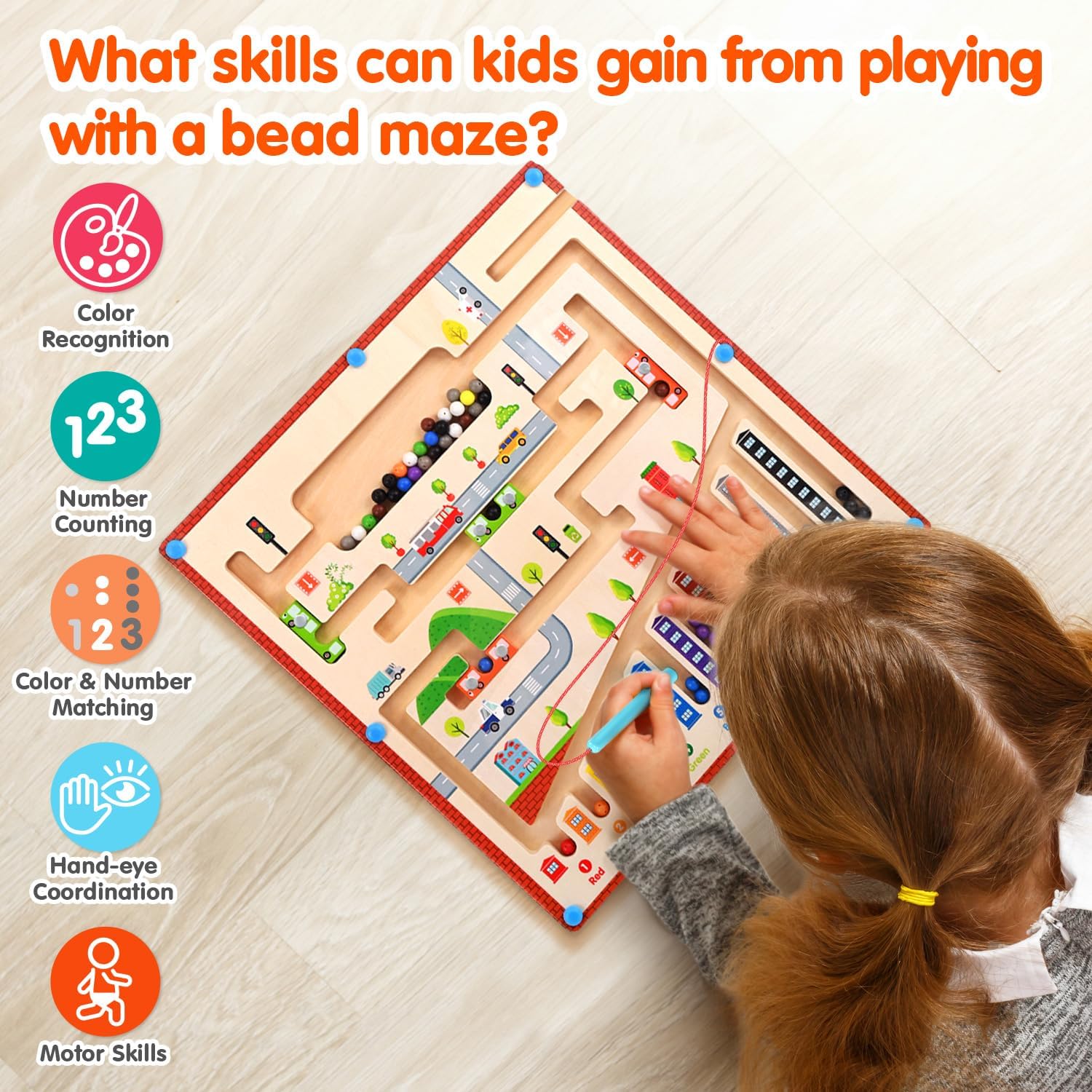 Laberinto magnético de color y números, 2 formas de juego, juguetes Montessori para niños de 3, 4, 5, 6 años, tablero de rompecabezas a juego de