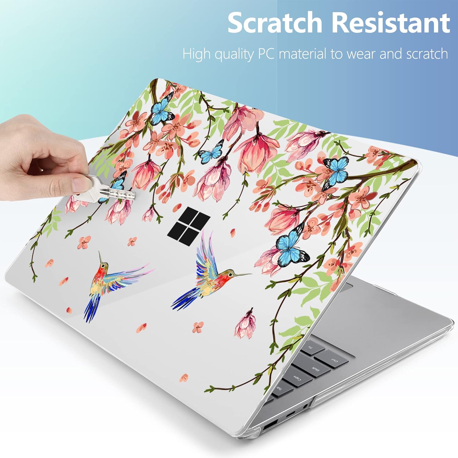 MEEgoodo Funda para portátil Microsoft Surface Go 21 de 12.4 pulgadas lanzada en 2022 2020, fundas rígidas transparentes para laptop con teclado y