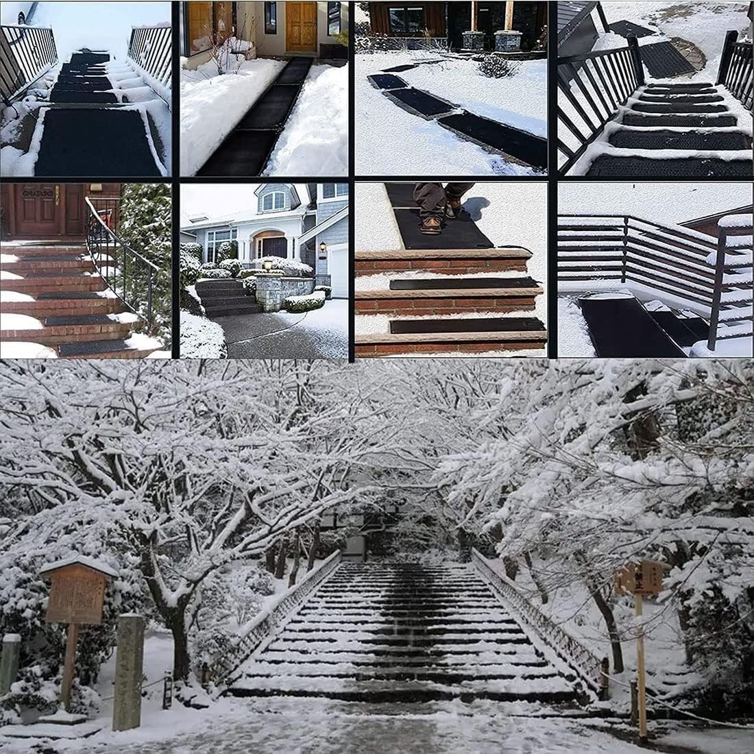 Alfombrillas térmicas para derretir la nieve para entradas, 34 piezas, alfombrillas térmicas para derretir la nieve para escaleras, tapetes térmicos