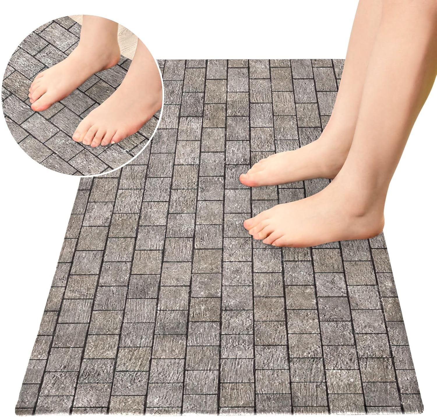 Old Brick Wall – Tapete de cocina con textura de pared, lavable a máquina, antideslizante, parte trasera de goma para baño, 39 x 20 pulgadas