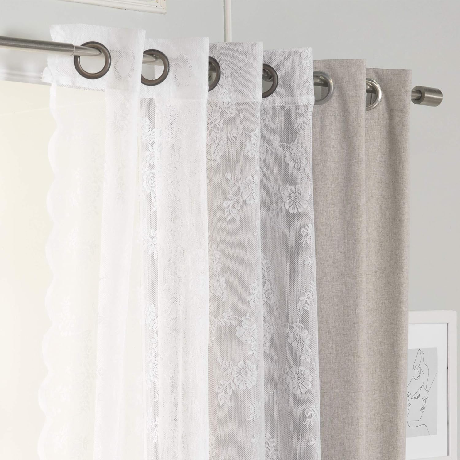 Best Home Fashion uMIXm Rose Sheers & Total Blackout Mix & Match Cortinas – Natural – 52 pulgadas de ancho x 84 pulgadas de largo