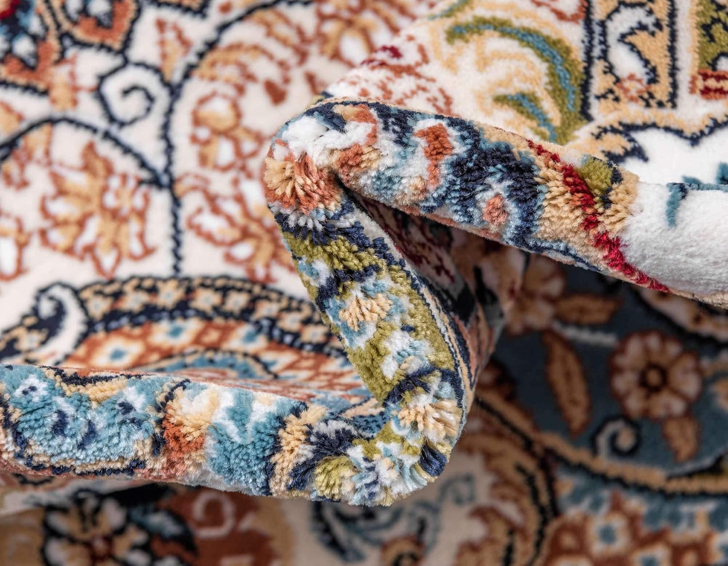 Unique Loom Narenj Collection – Alfombra clásica con diseño texturizado de medallón, 5 x 8 pies, color marfil y azul