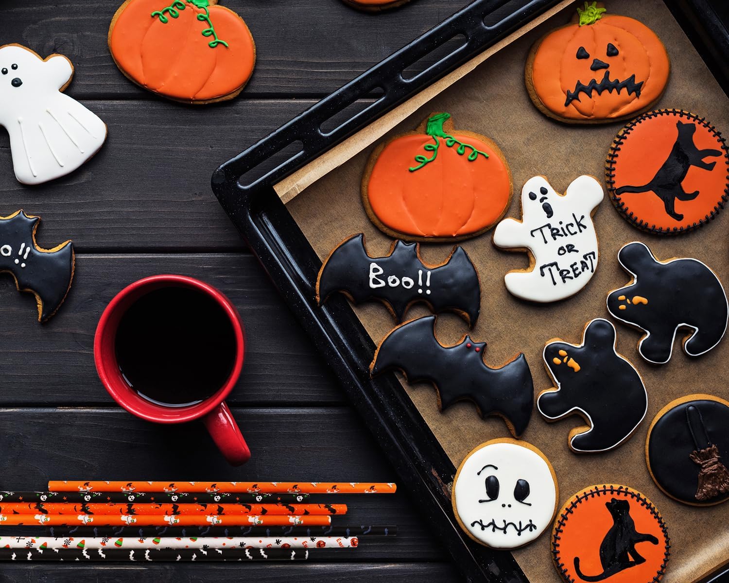 Pajitas de papel para Halloween, diseño de ángel penta, 50 unidades, calabaza, murciélago, araña, casada, cráneo, sorbete para niños, Halloween,