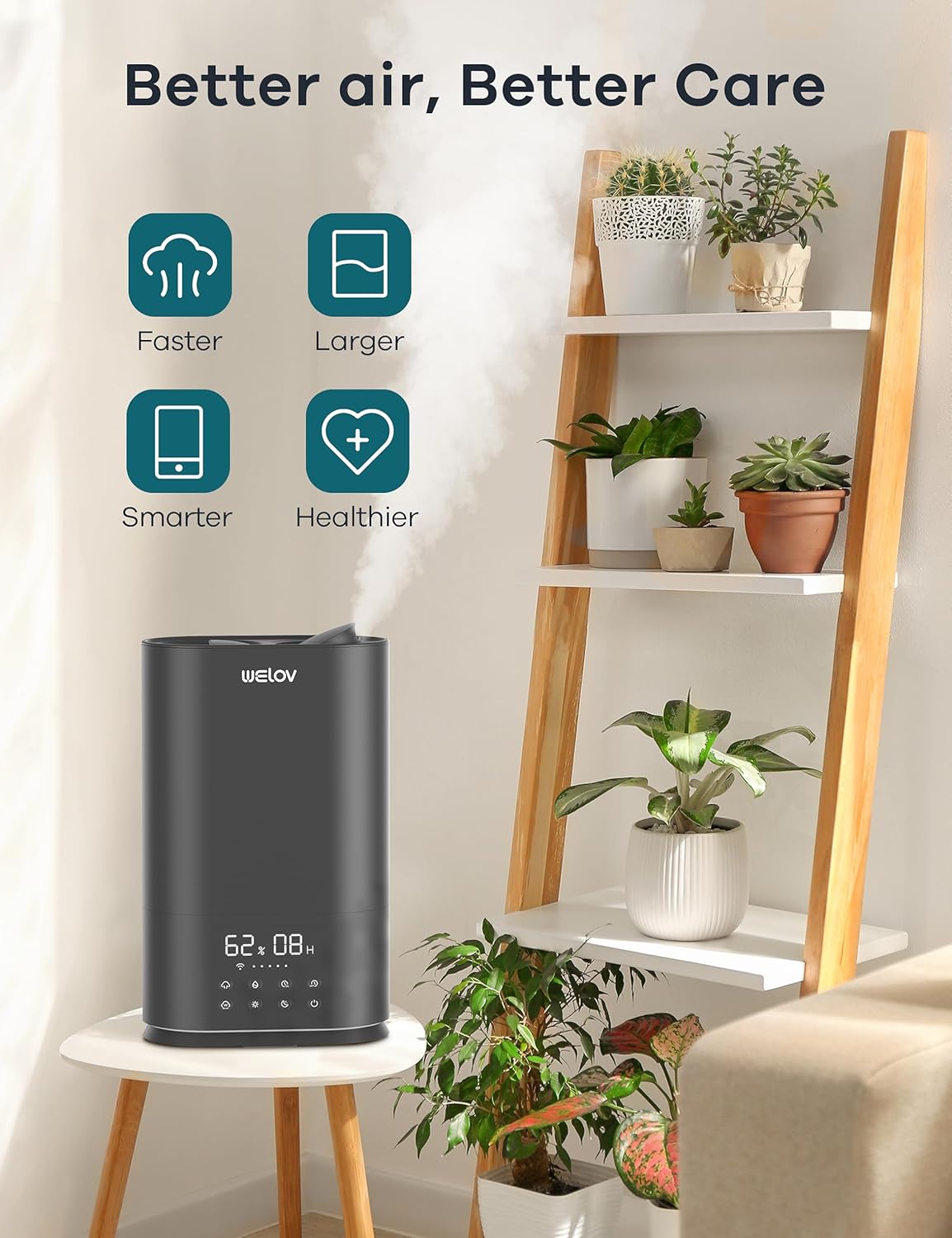 WELOV BoostMist Humidificador de niebla fría para habitación grande, humidificador inteligente para dormitorio, humidificador doméstico de 6 litros