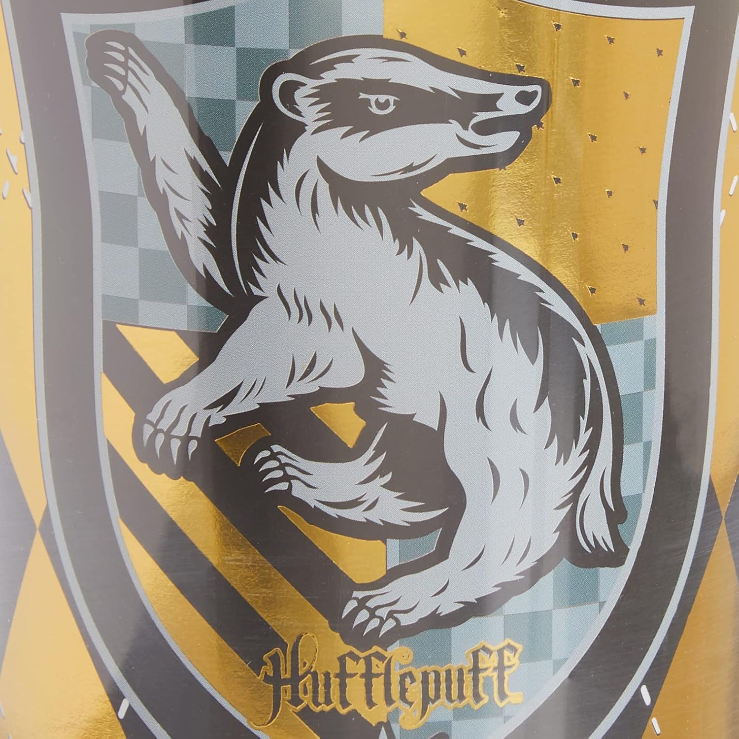 Spoontiques Harry Potter – Vaso de aluminio, con pajilla y diseño de Hufflepuff, 20 onzas, acrílico, color amarillo