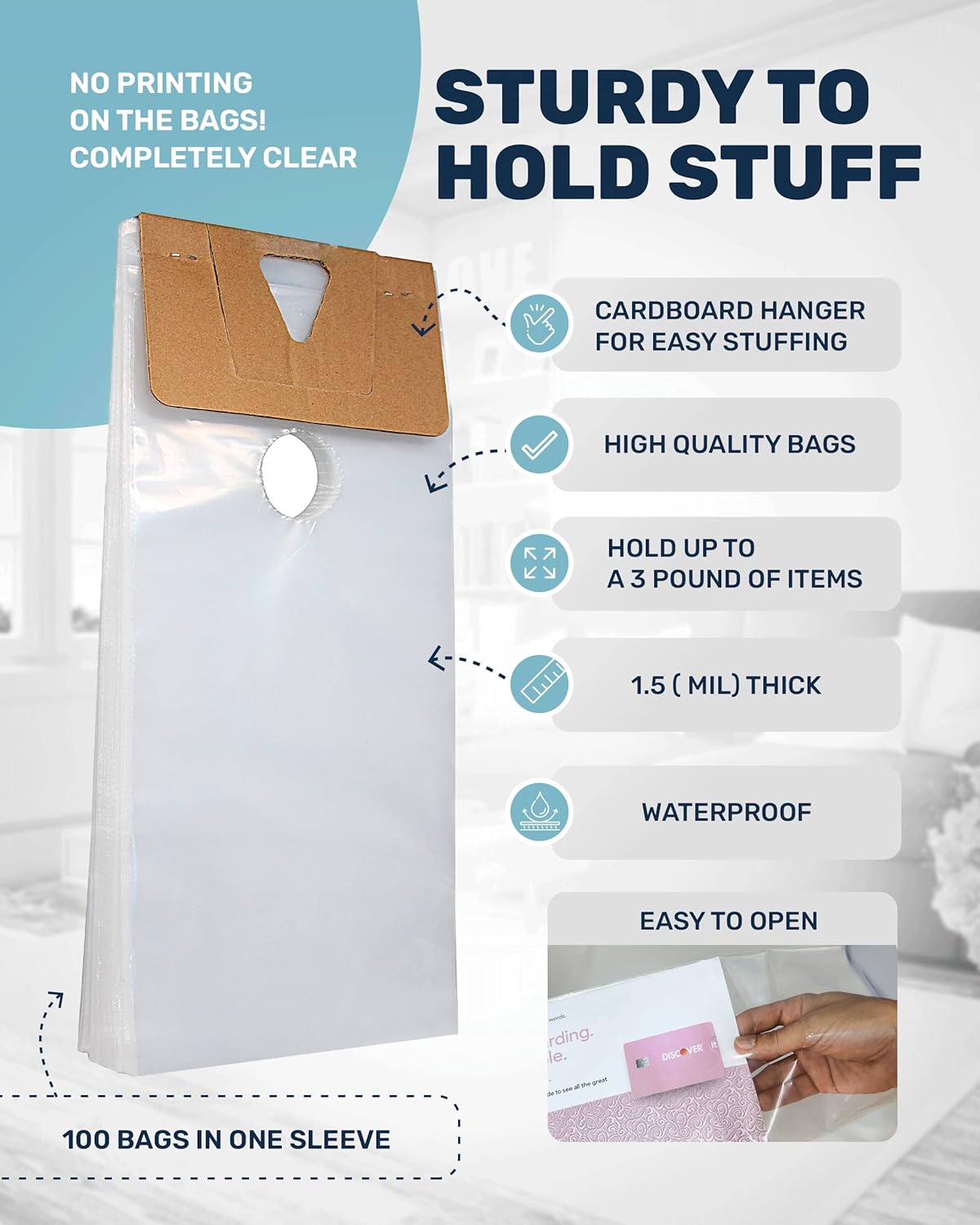 Skywin 2000 bolsas para colgar puertas de 6 x 12 pulgadas  Bolsas transparentes para colgar puertas que protegen volantes, folletos, avisos,