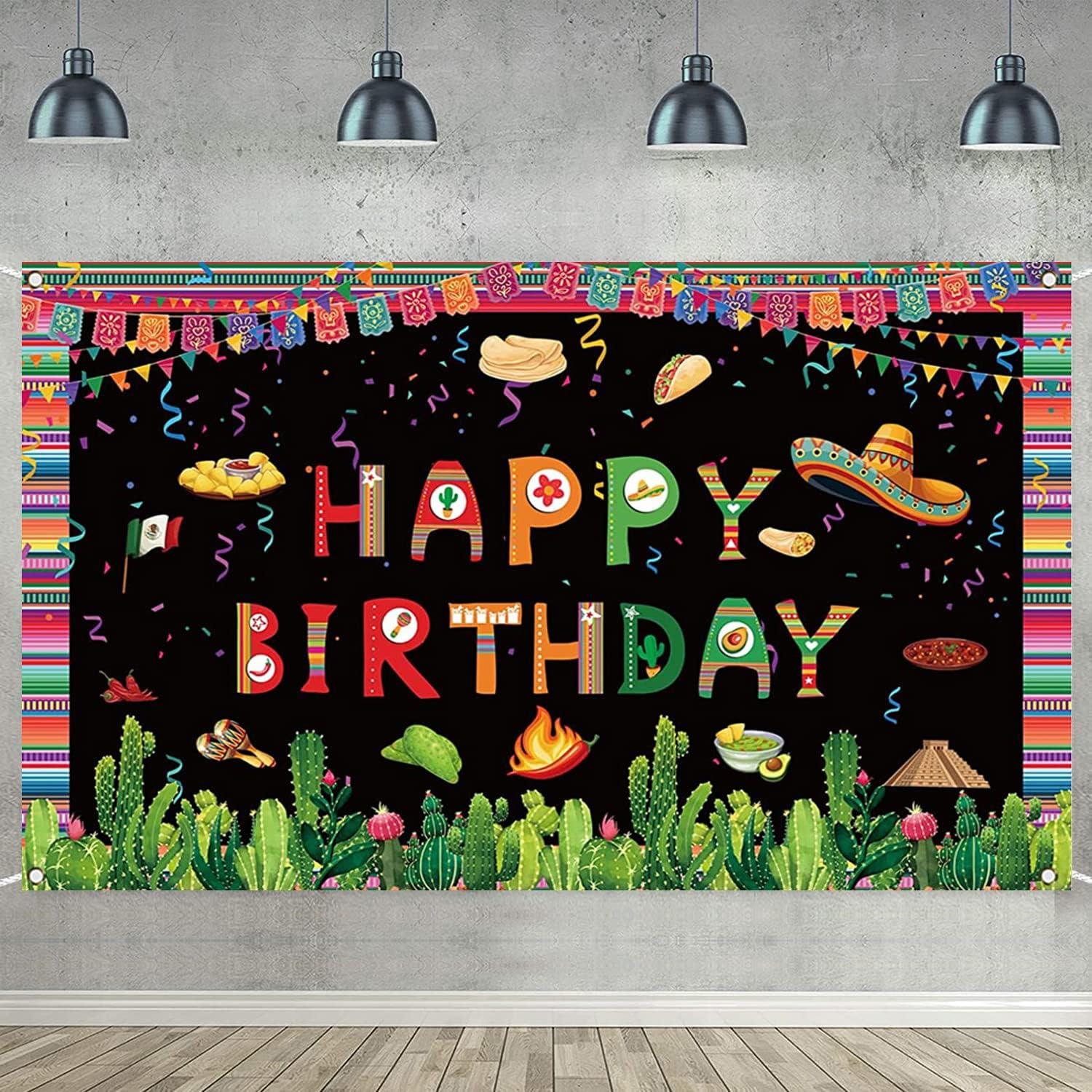 Fondo de fiesta mexicana con temática de fiesta de cumpleaños, decoraciones de fiesta mexicana, decoraciones de fiesta de carnaval del Cinco de Mayo