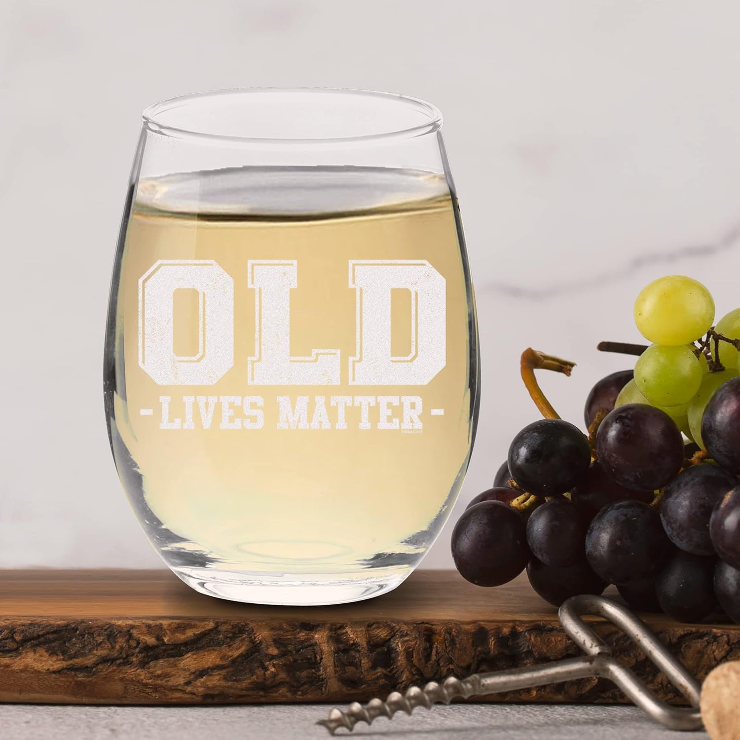 Old Lives Matter – Regalo divertido de cumpleaños, regalos de despedida de soltero, copa de vino sin tallo (transparente, vidrio)