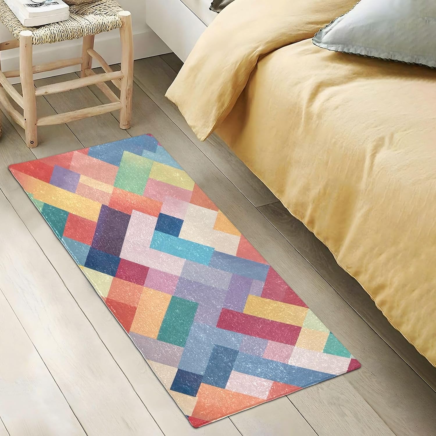 Tapetes de baño absorbentes con patrón geométrico abstracto, cómodas alfombras de baño antideslizantes, duraderas y suaves, 39 x 20 pulgadas