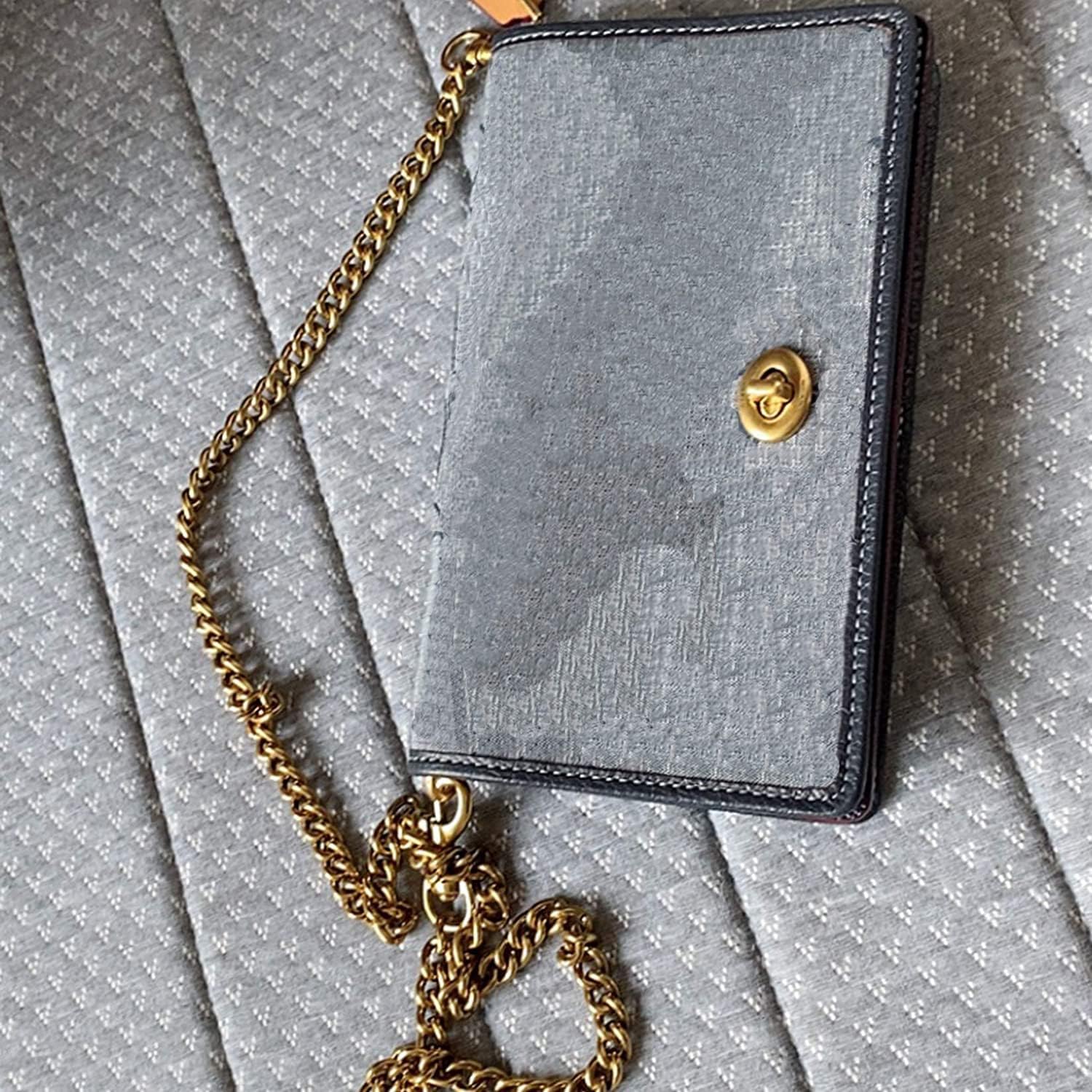 Correa de cadena plana de hierro de 24 pulgadas y 23.6 in para monedero, bolso de hombro, accesorios de correas (cobre dorado + perla-24 pulgadas),