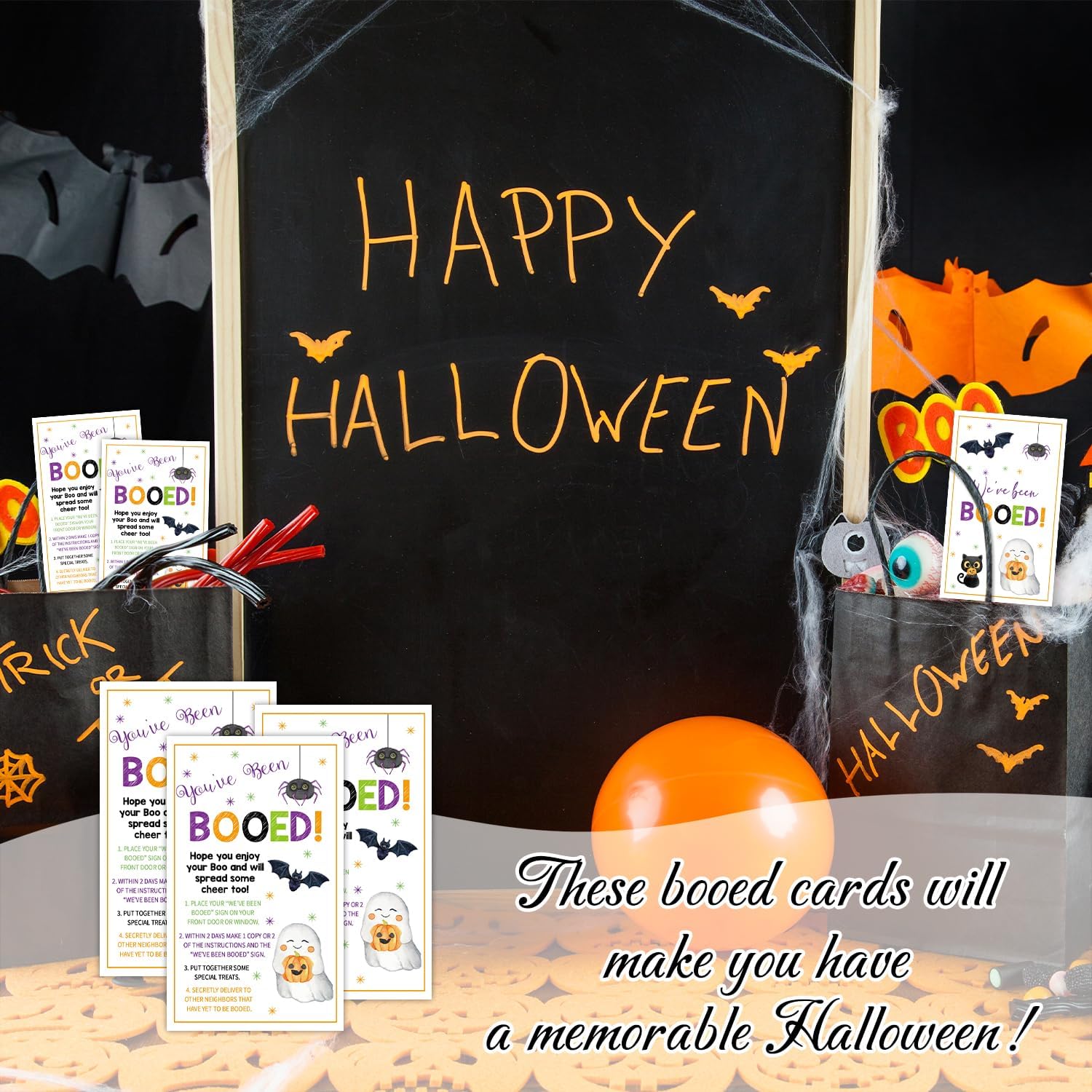 Juego de fiesta de Halloween, hemos sido abucheados, juego You’ve Been BOOED, 40 tarjetas de juego por juego, para la familia, la oficina o el